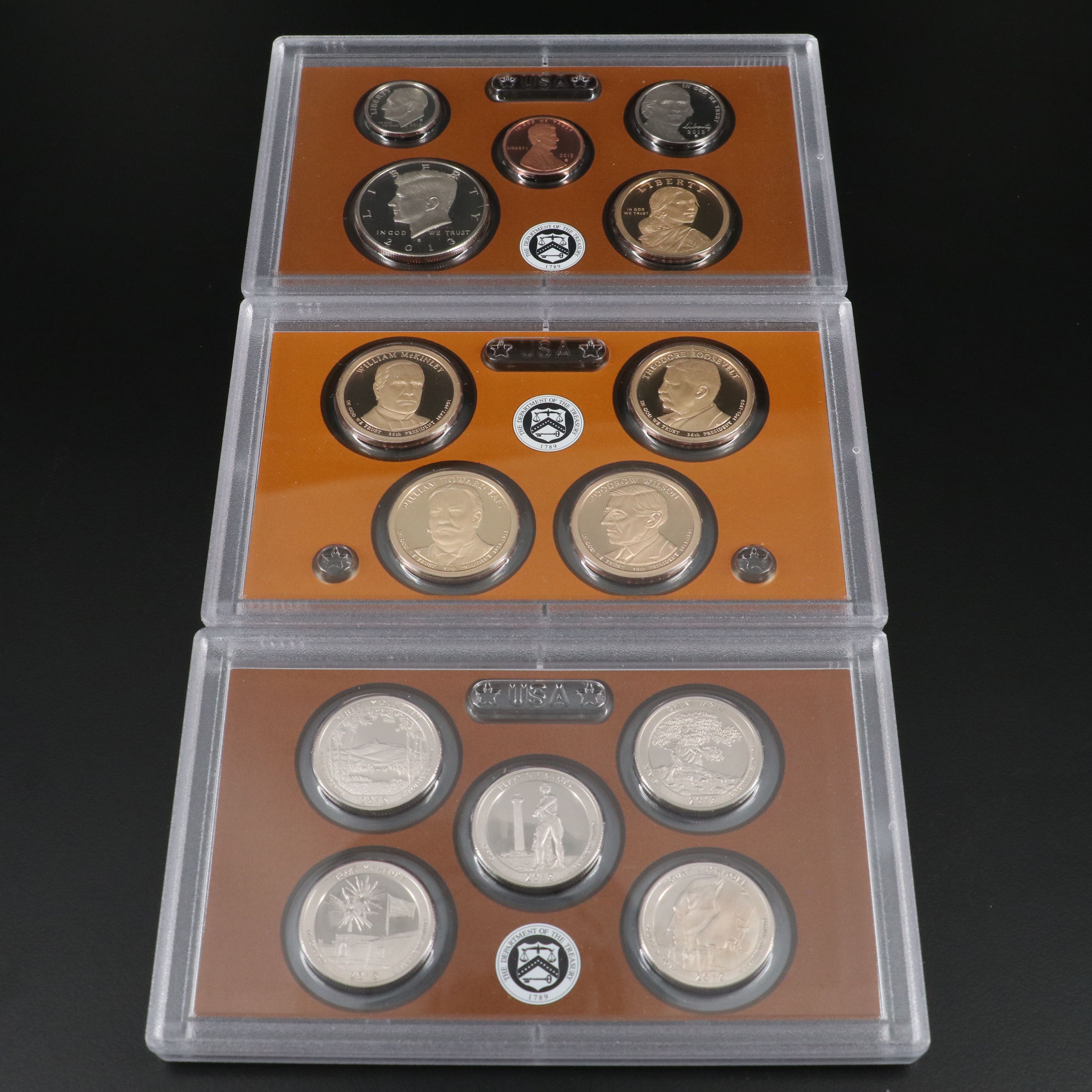 Three Modern U.S. Mint Proof Sets, 2011, 2013, and 2014