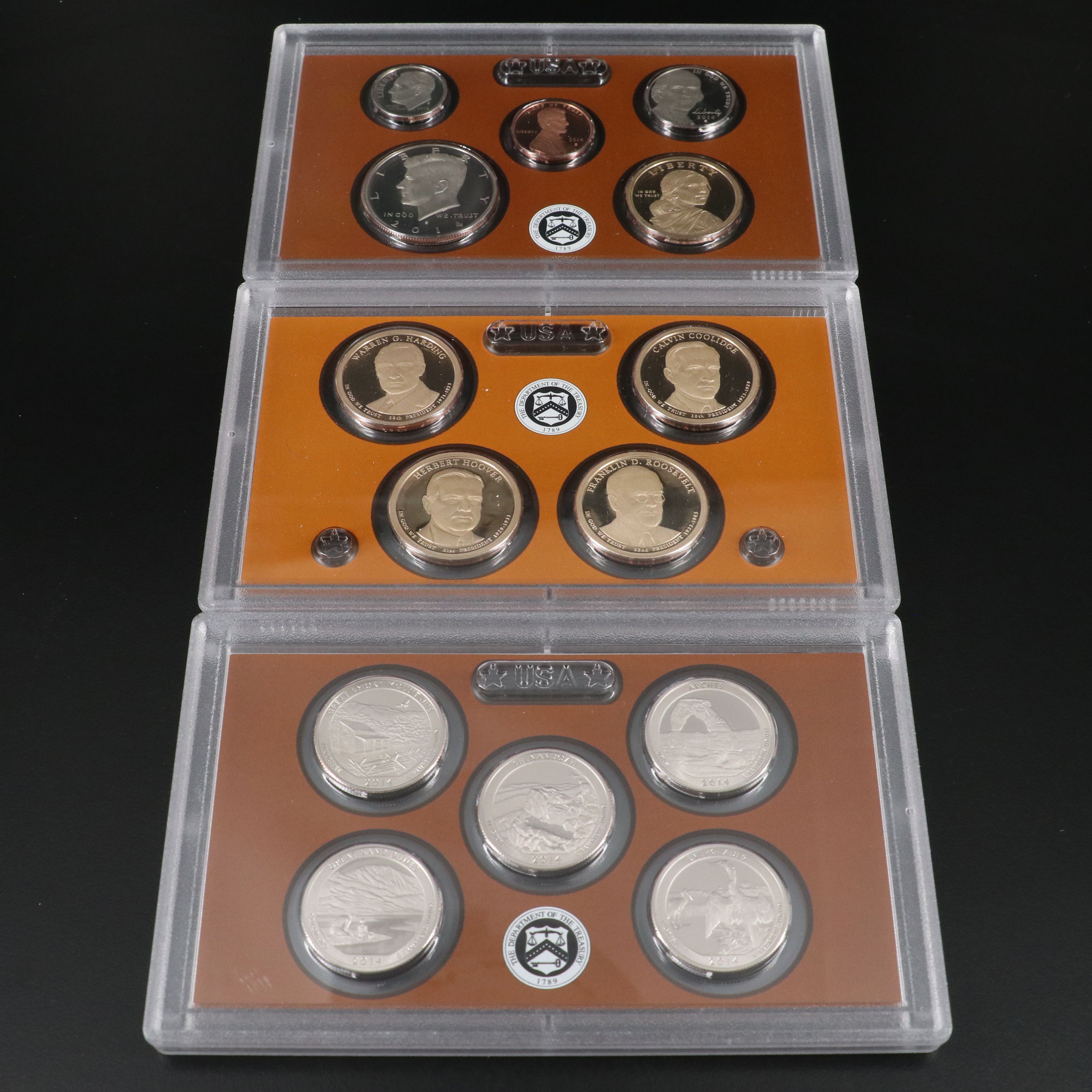 Three Modern U.S. Mint Proof Sets, 2011, 2013, and 2014