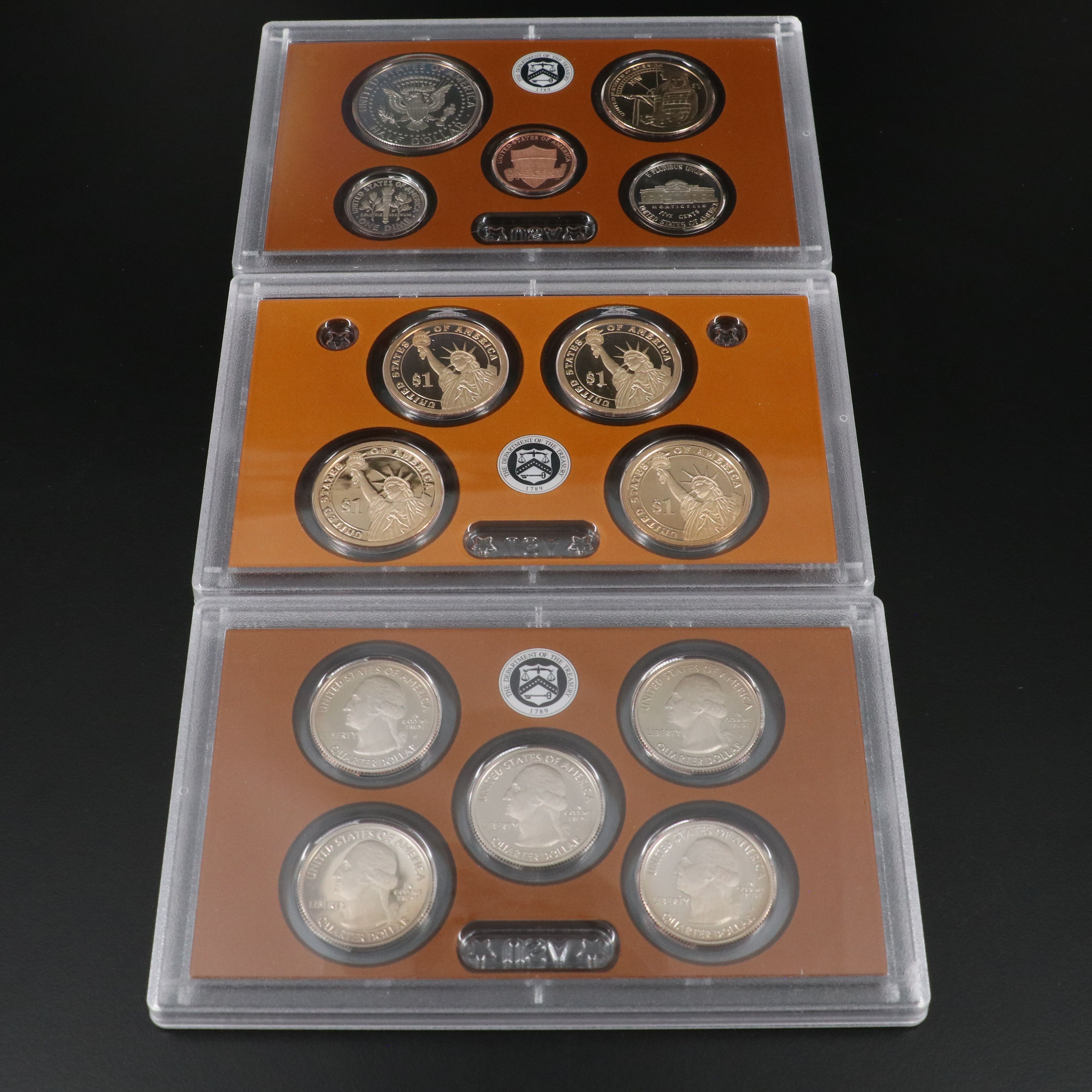 Three Modern U.S. Mint Proof Sets, 2011, 2013, and 2014