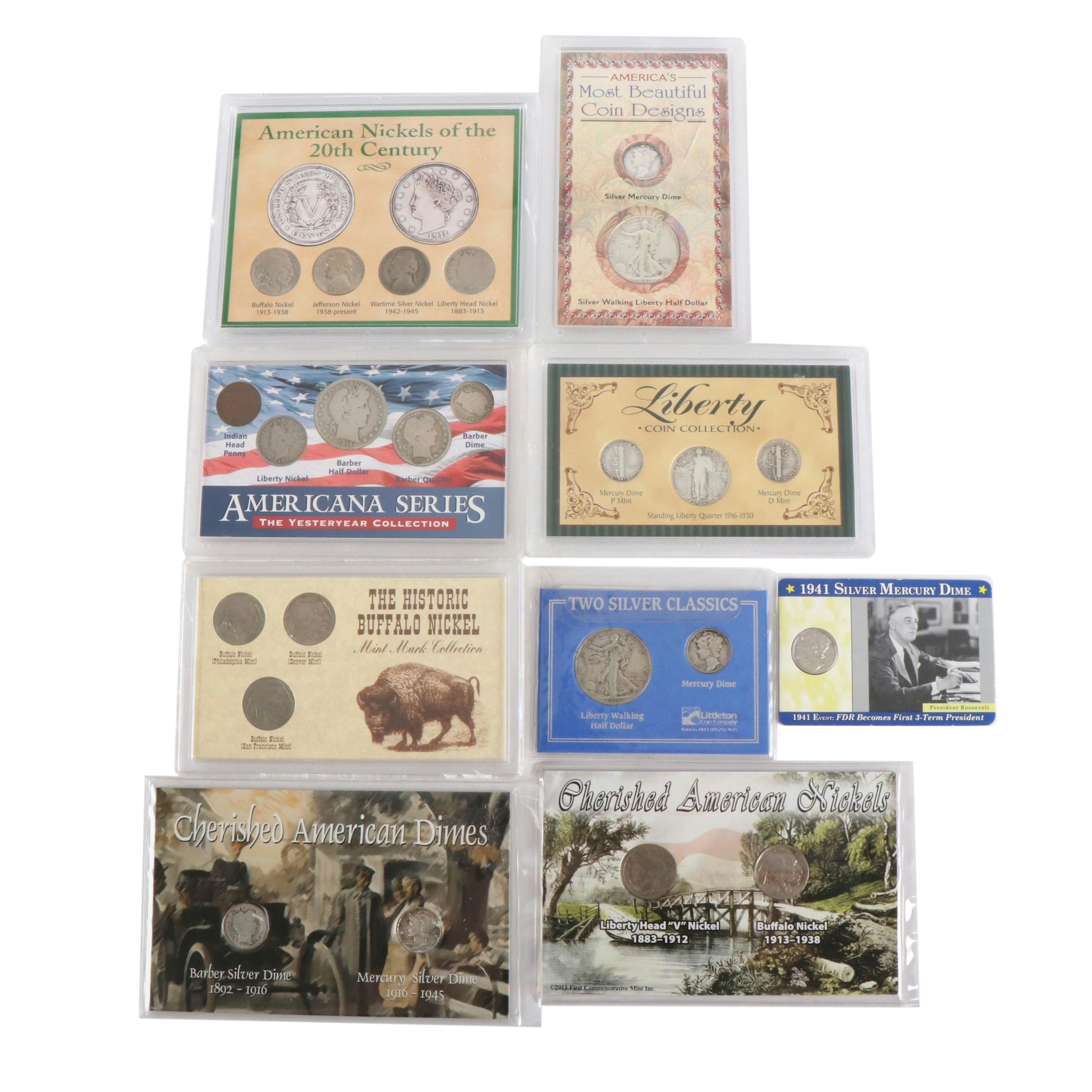 Nine Small Copper-Nickel and Silver Coin Sets
