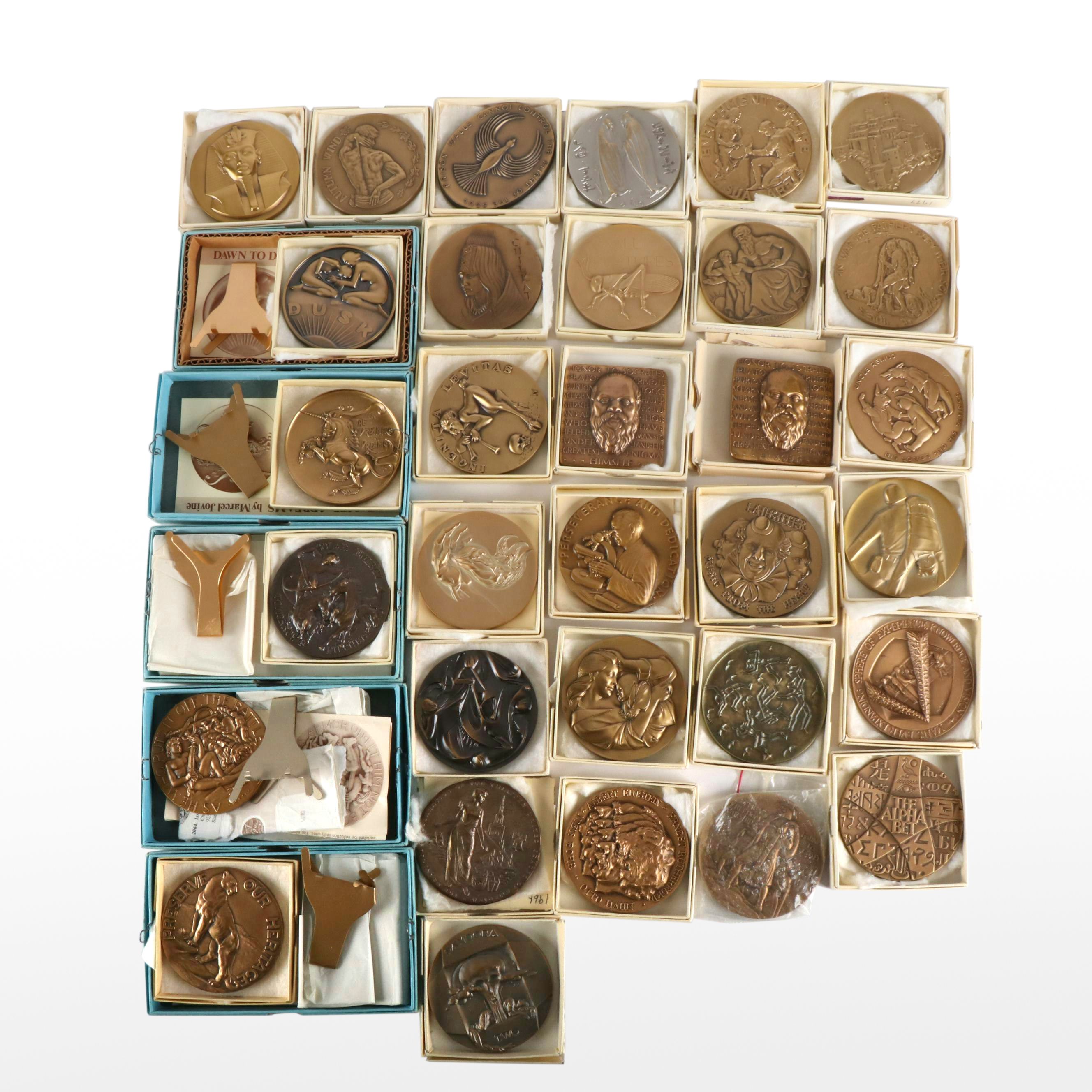 Thirty-Two Commemorative Bronze Medals, Society of Medalists, 1960s-1980s