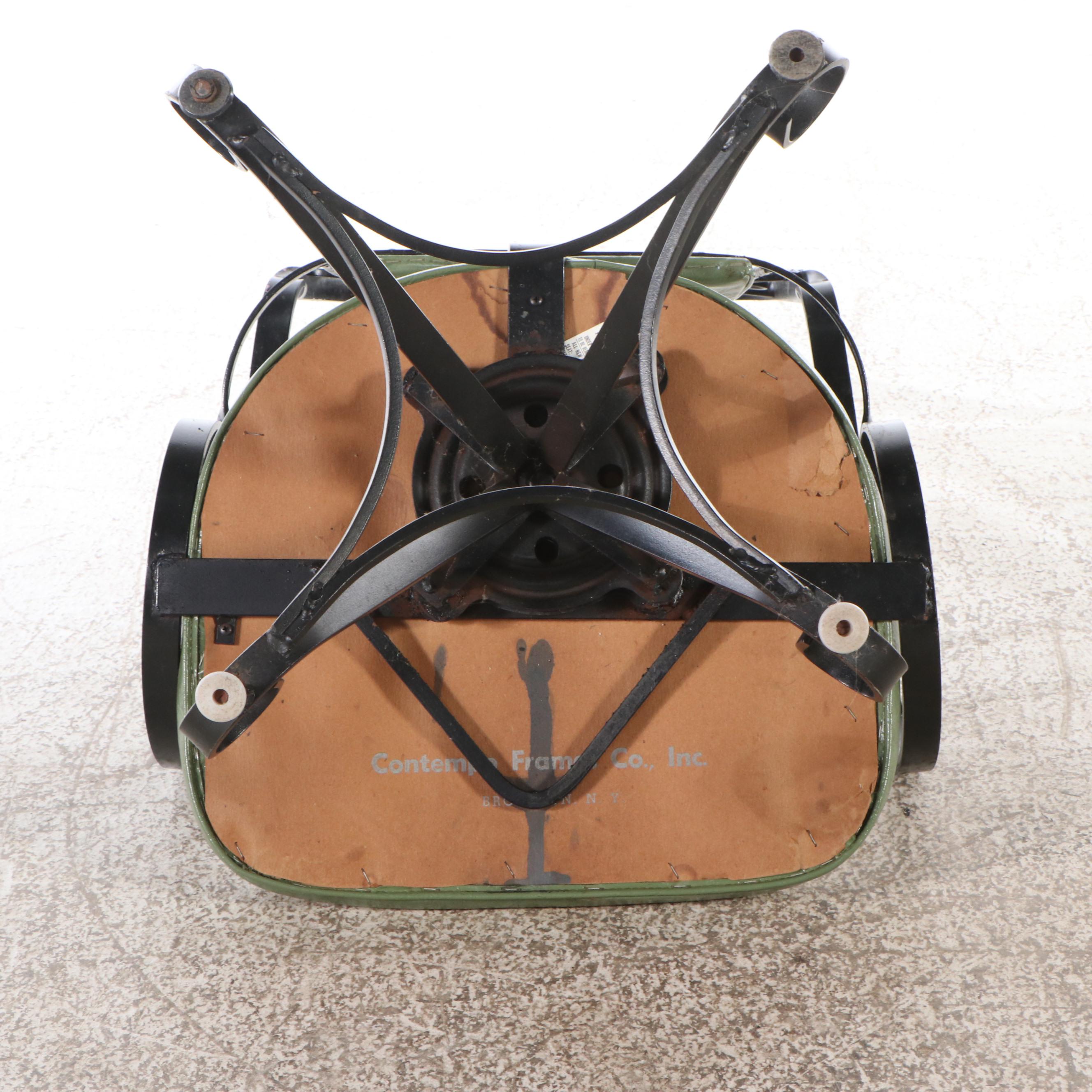 Set of Four Contempo Frames Co. Vinyl and Wrought Iron Swivel Armchairs, 1970s