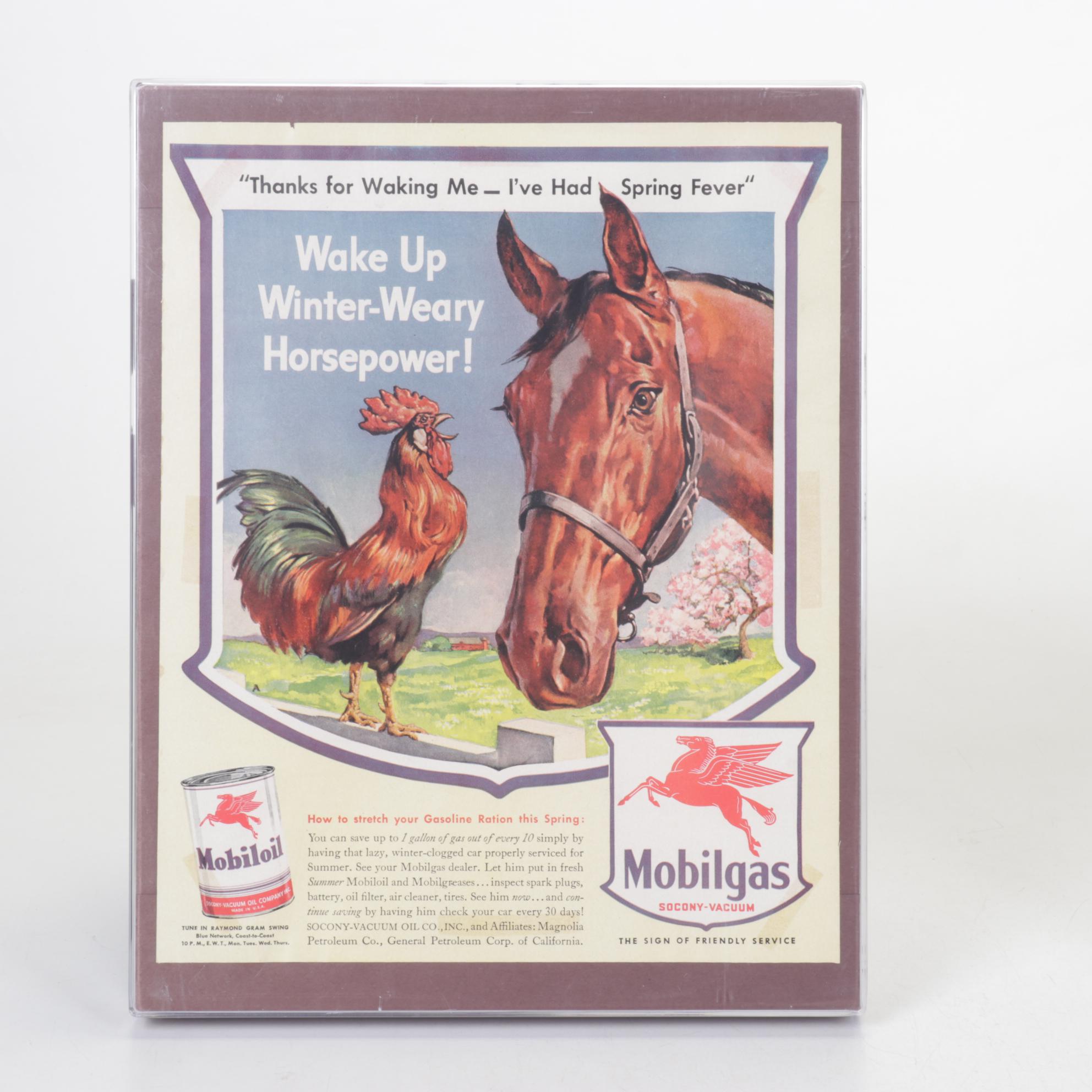 Automotive Advertisements for Mobilgas and Mobiloil, Early to Mid-20th Century