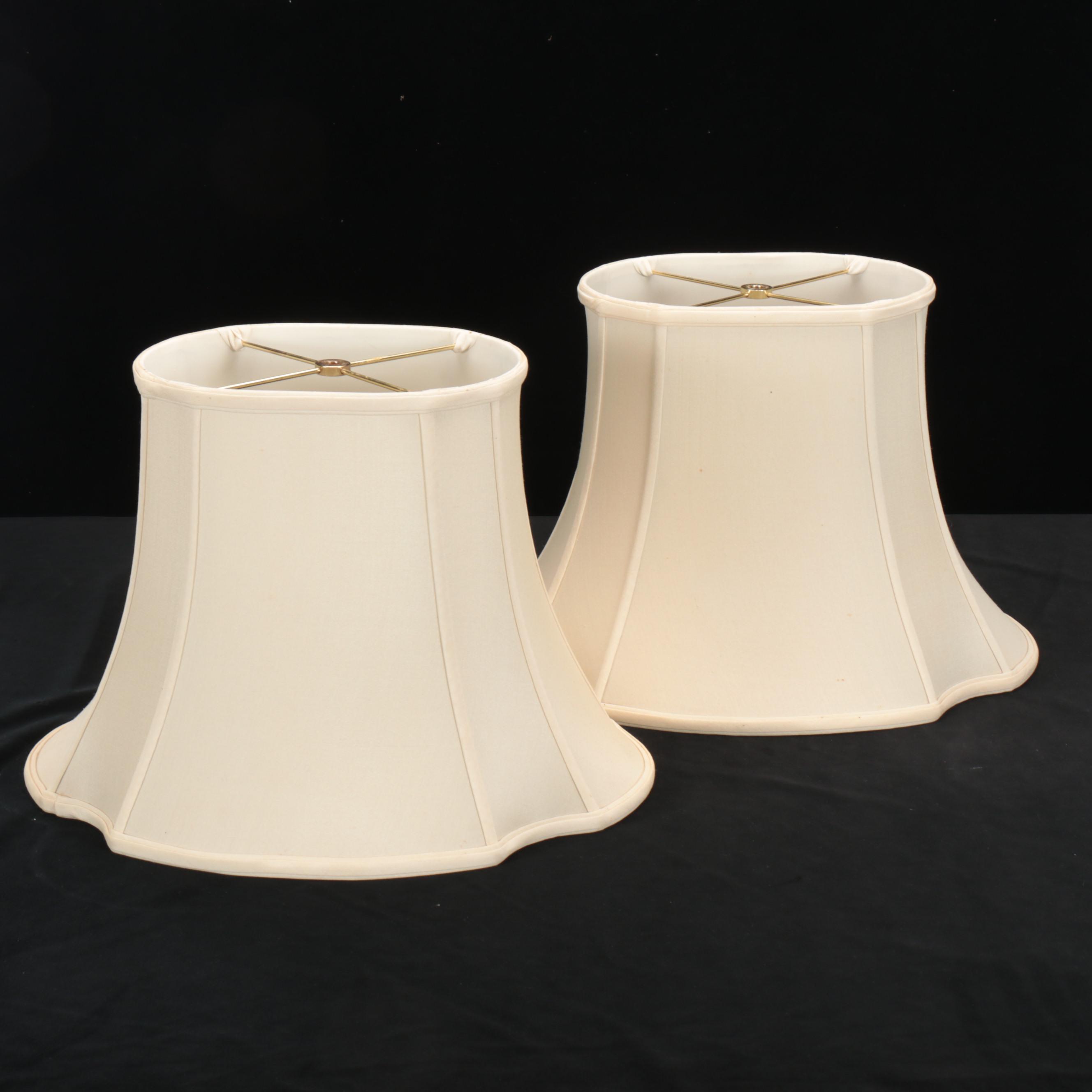 Pair of Silk Oval Bell Cutaway Lampshades