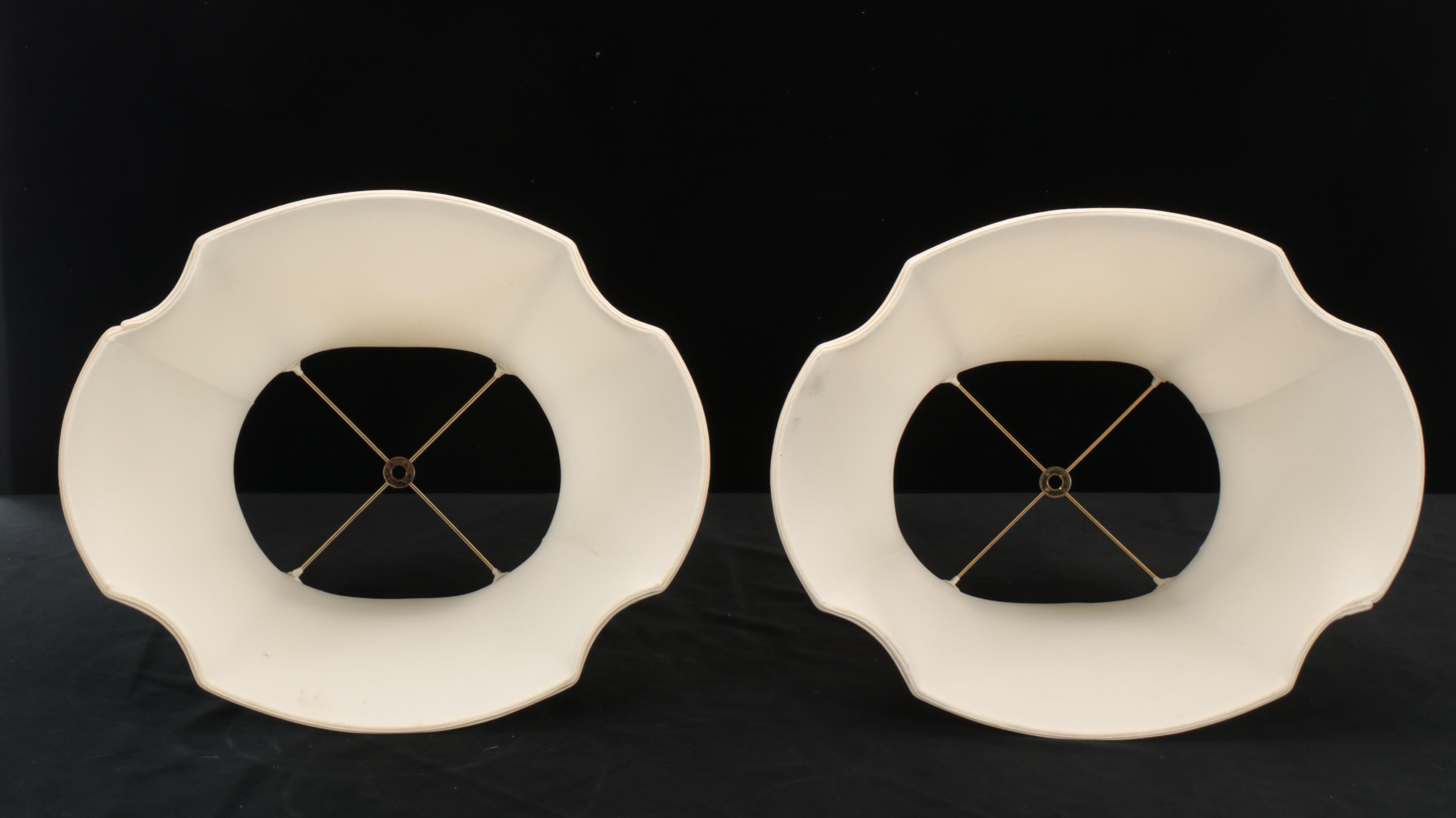 Pair of Silk Oval Bell Cutaway Lampshades