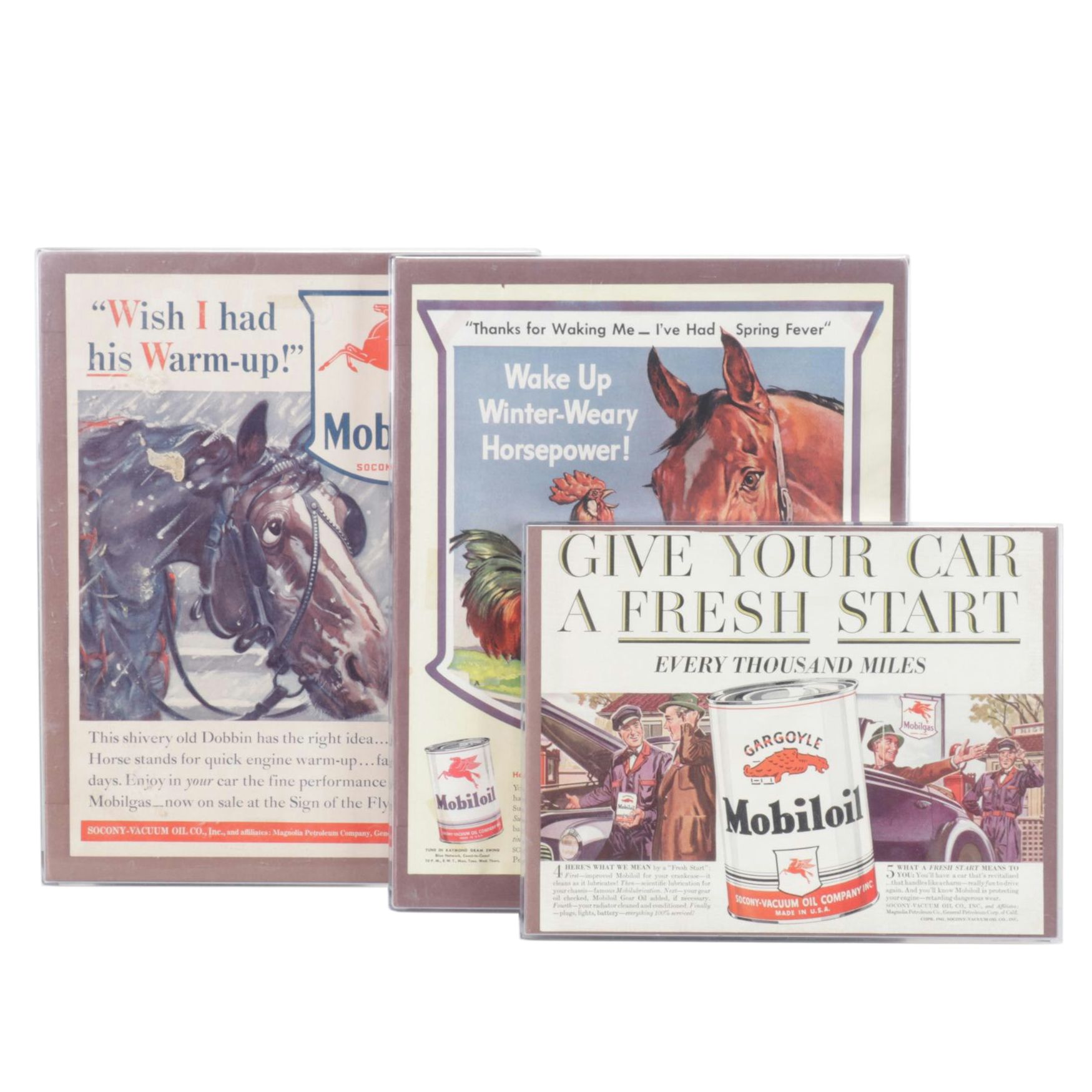 Automotive Advertisements for Mobilgas and Mobiloil, Early to Mid-20th Century