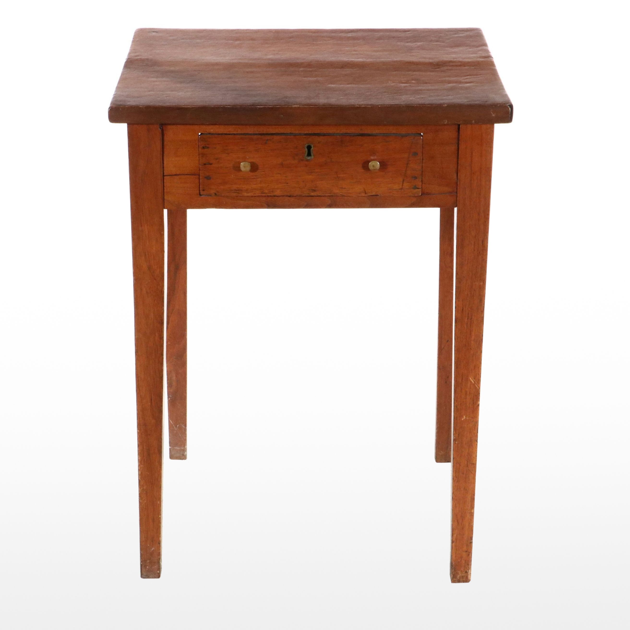 American Country Hepplewhite Style Cherry  Single Drawer Work Table, 19th C.
