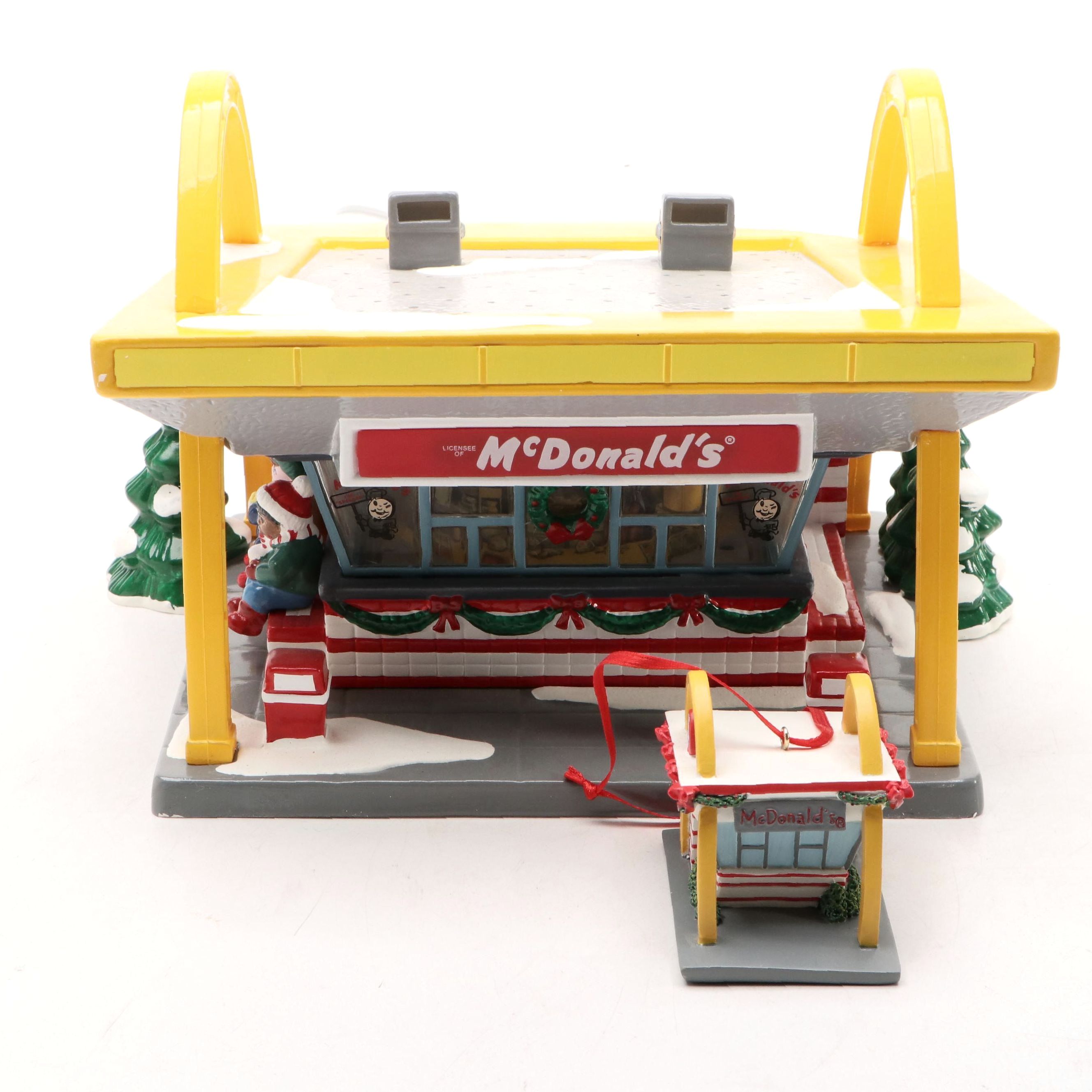 Department 56 McDonald's "Snow Village" Hand-Painted Light-Up Ceramic Restaurant