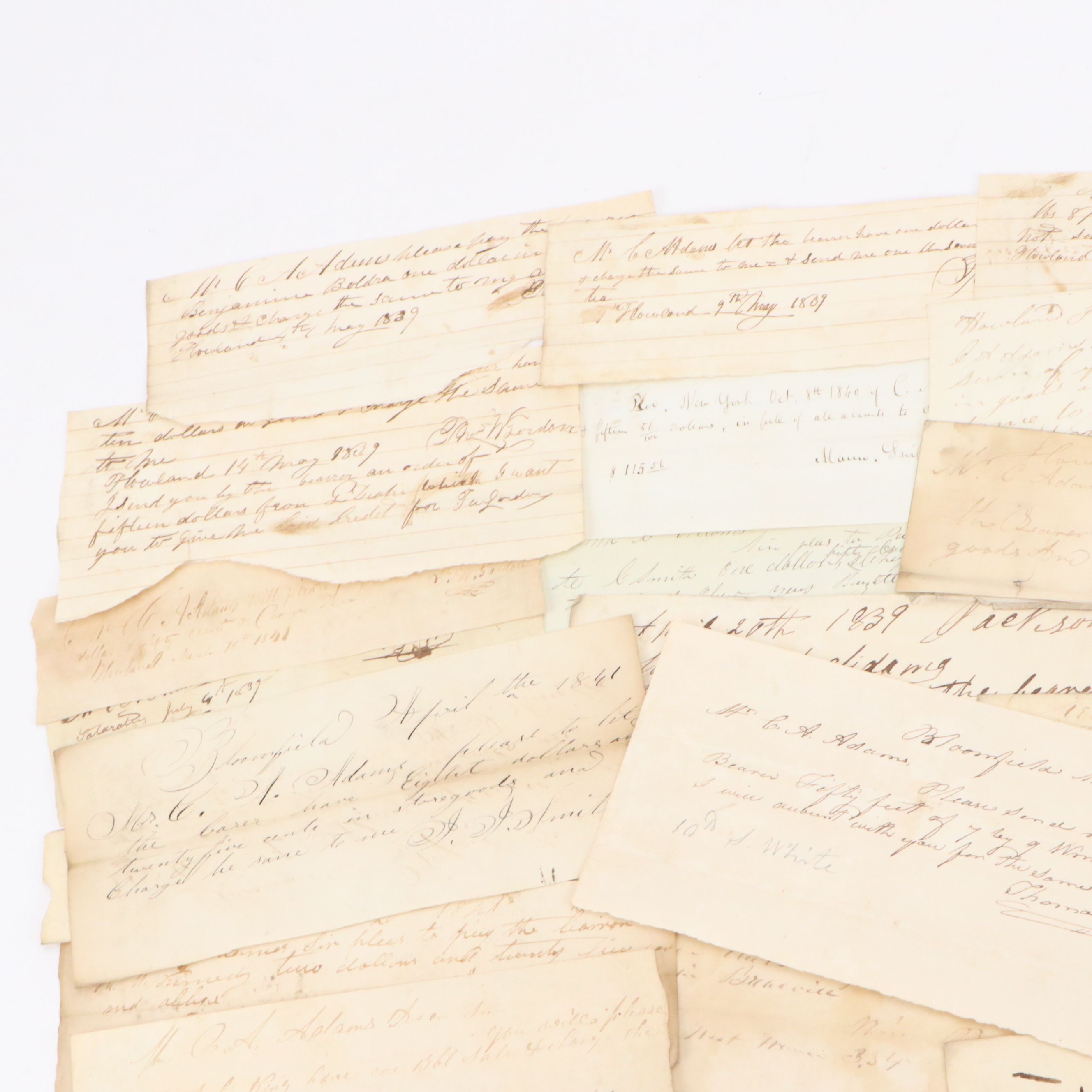 Invoices for Goods and Labor, Mid-19th Century