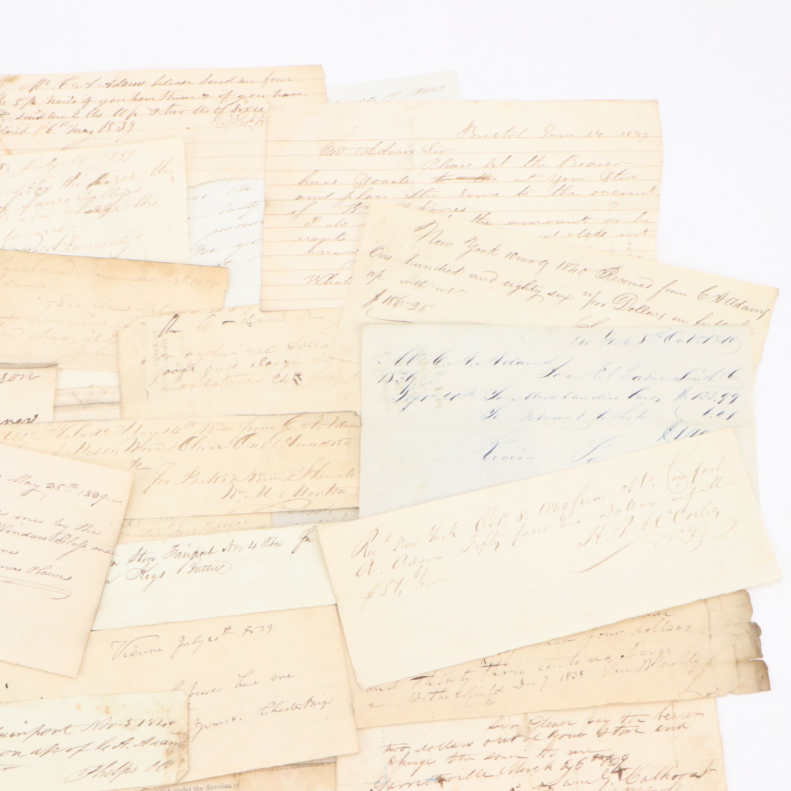 Invoices for Goods and Labor, Mid-19th Century