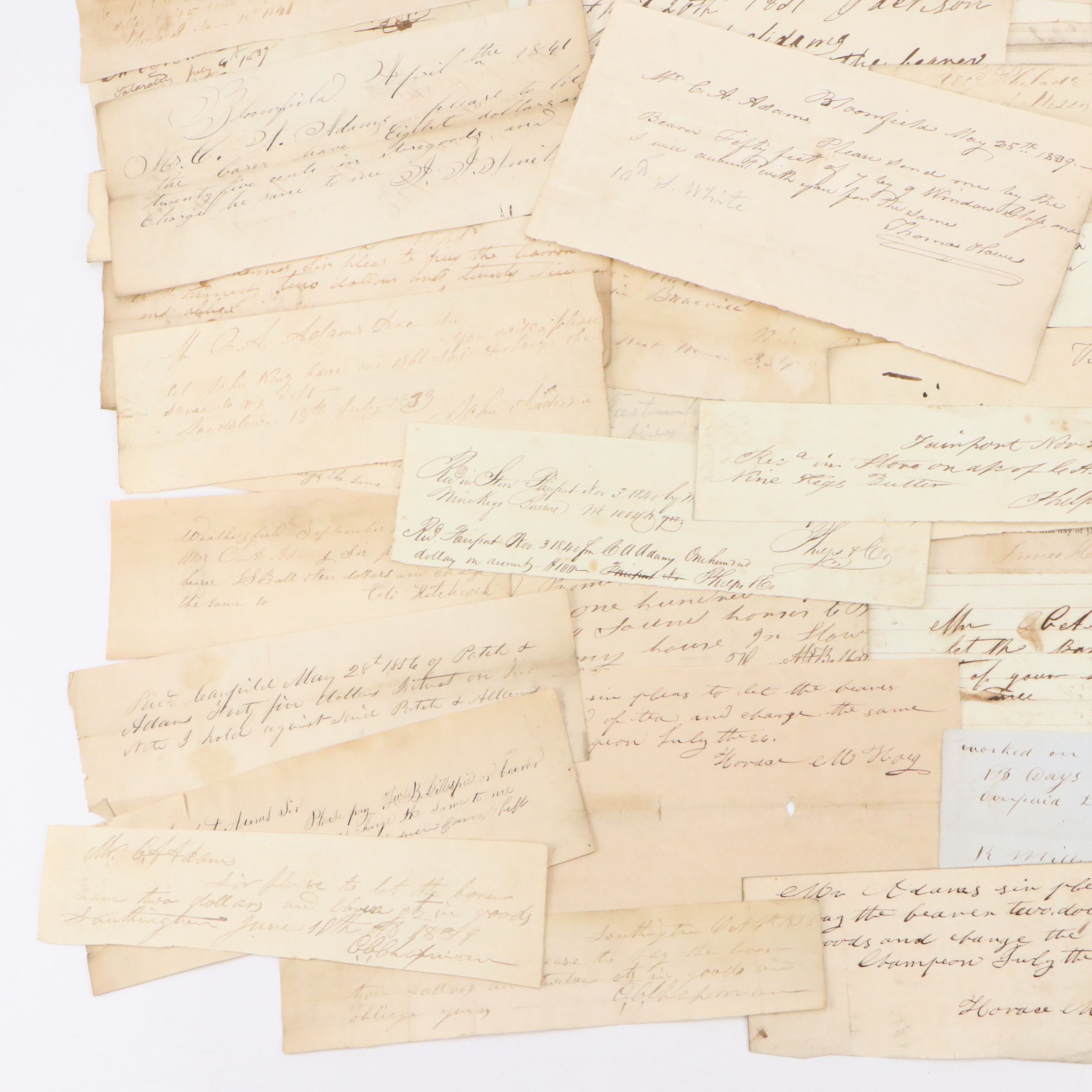 Invoices for Goods and Labor, Mid-19th Century