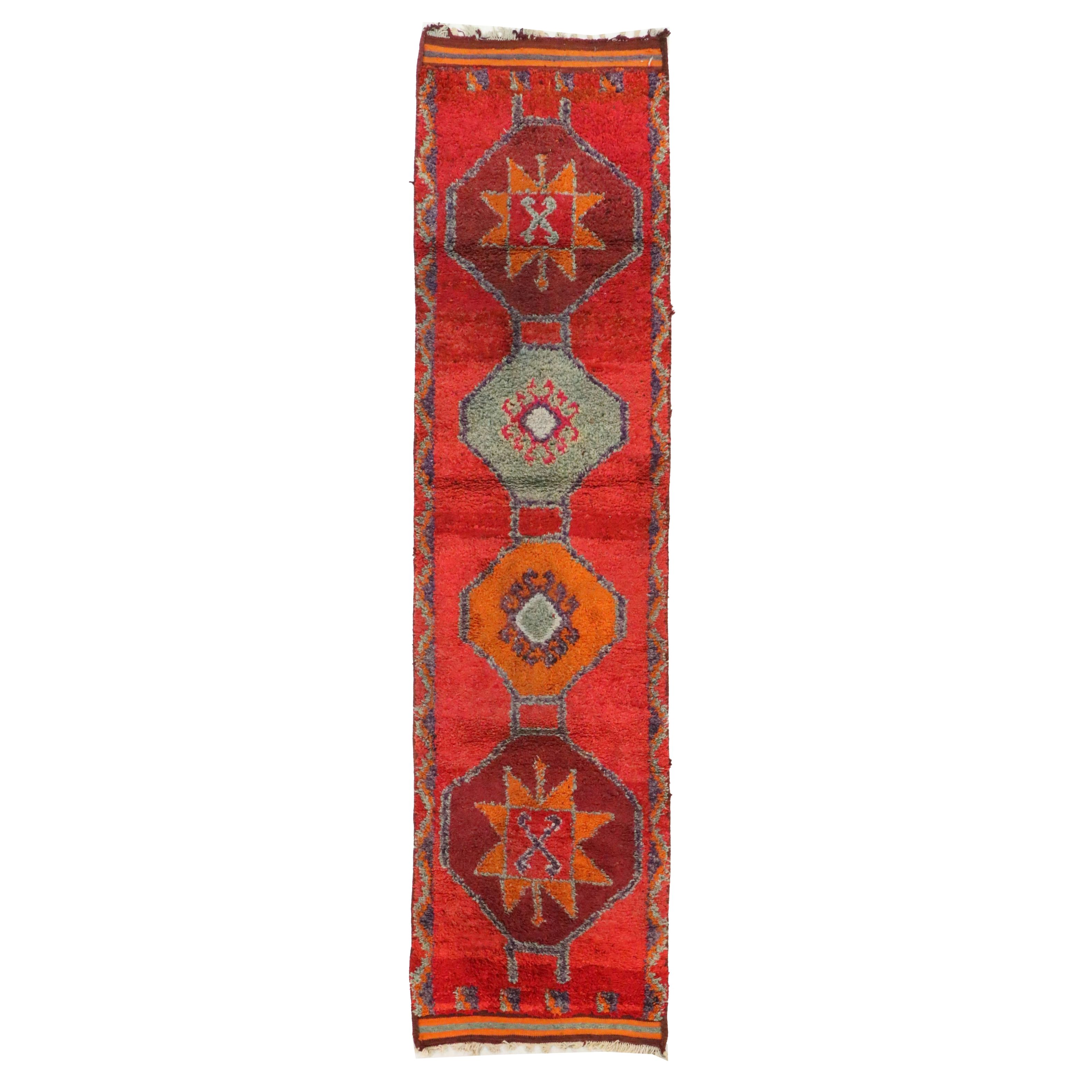 3'4 x 13'4 Hand-Knotted Turkish Village Carpet Runner Long Rug