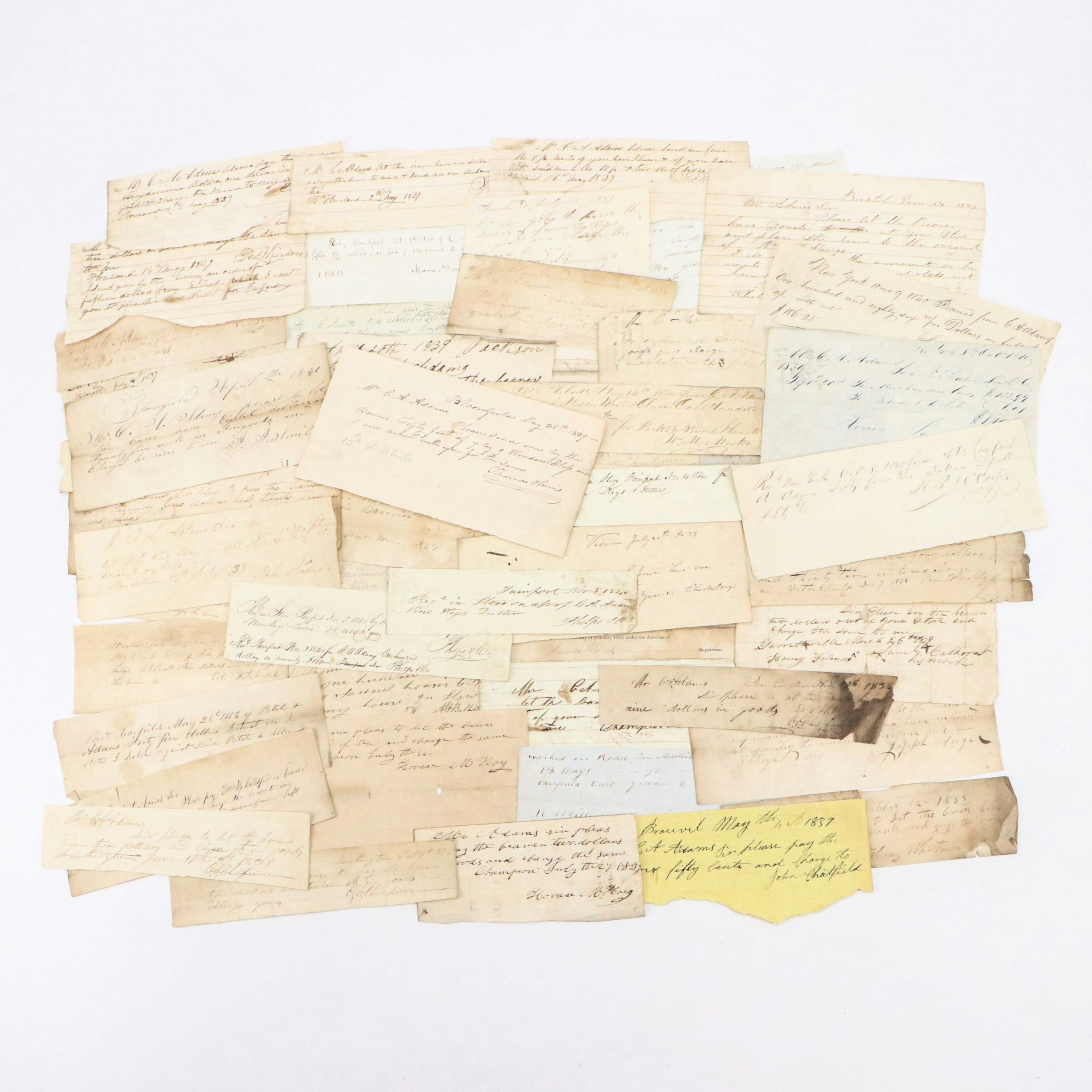 Invoices for Goods and Labor, Mid-19th Century