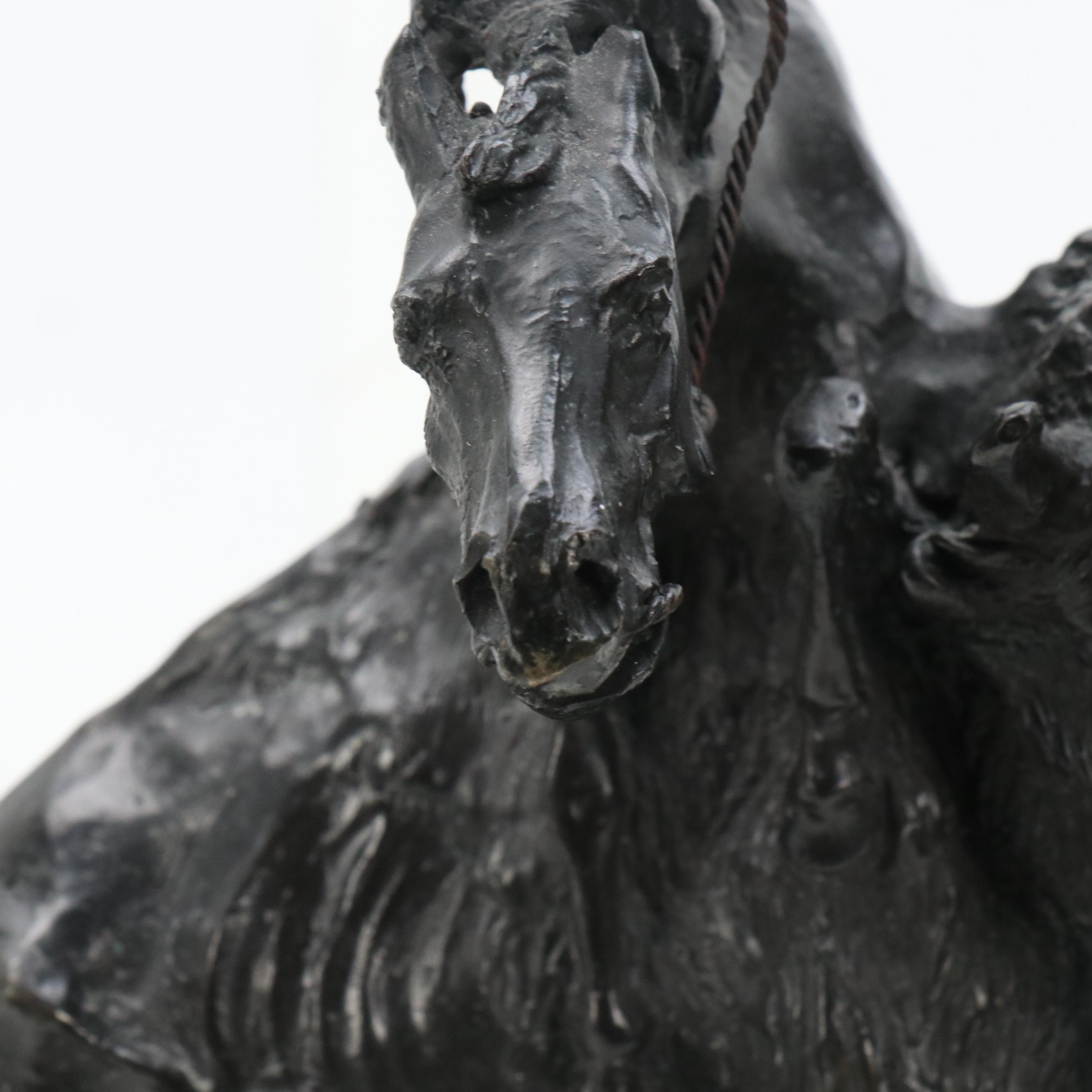 After Frederic Remington Bronze Sculpture "Buffalo Horse"