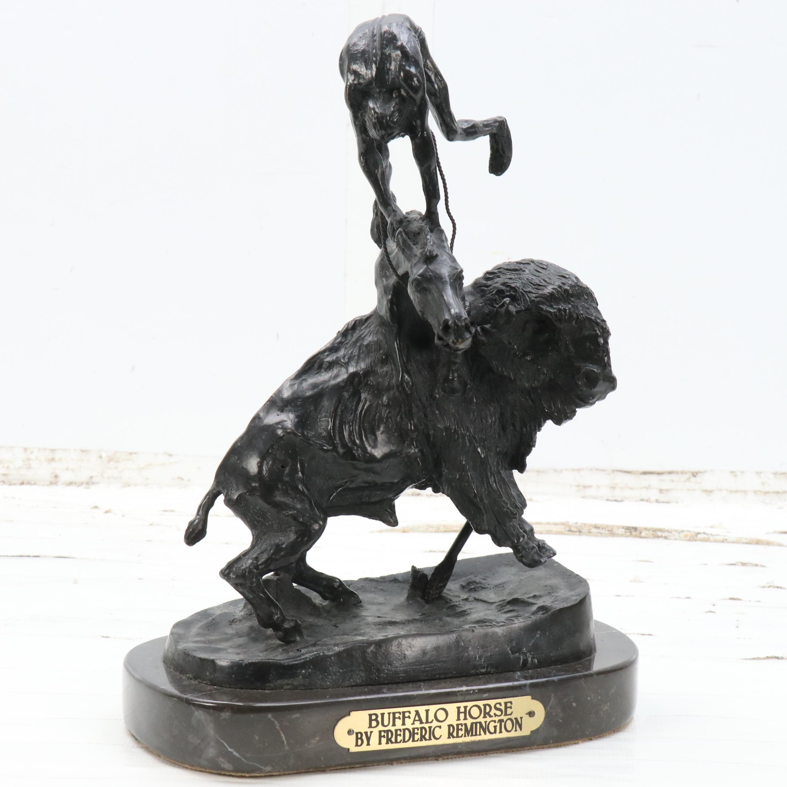After Frederic Remington Bronze Sculpture "Buffalo Horse"