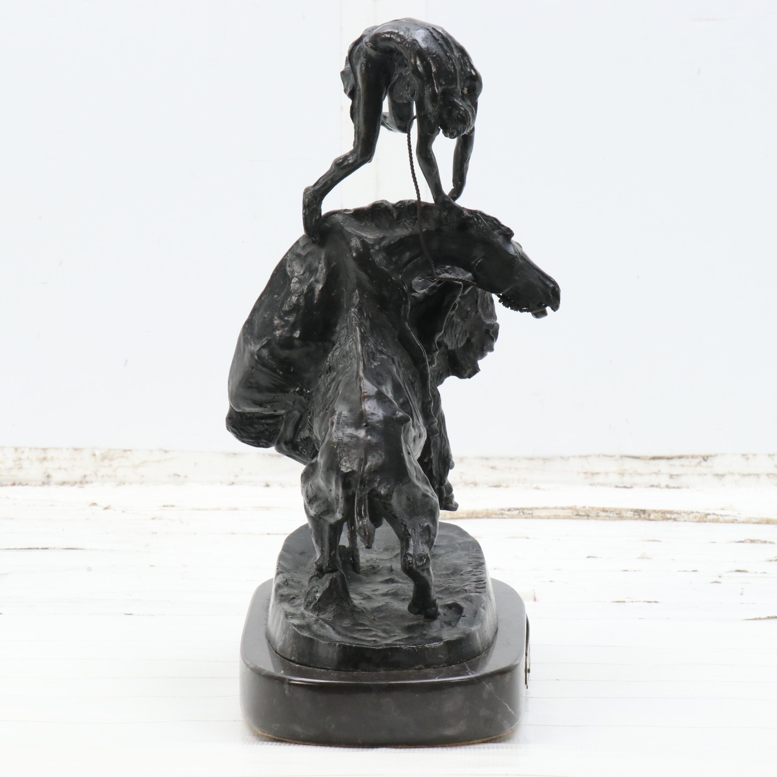 After Frederic Remington Bronze Sculpture "Buffalo Horse"