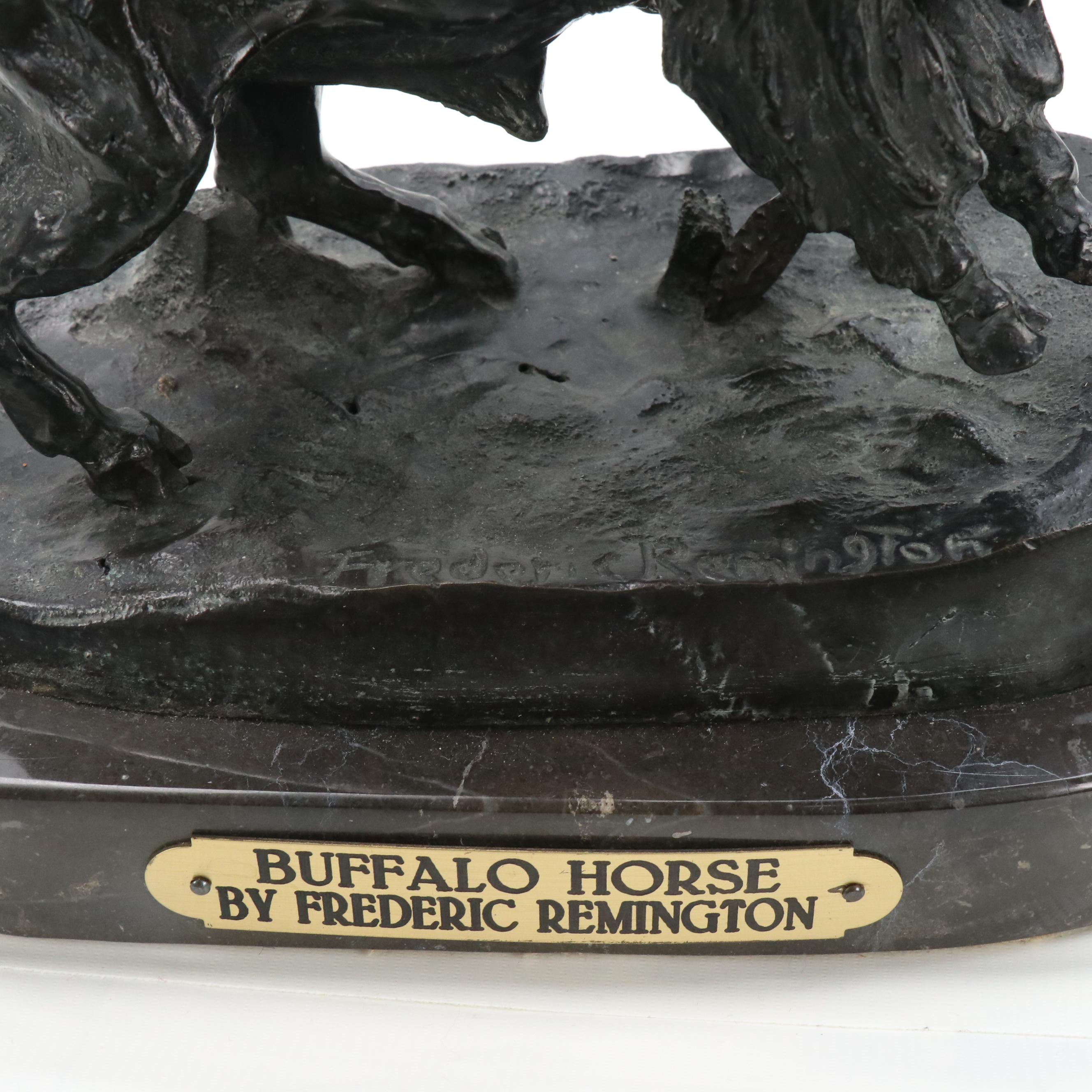 After Frederic Remington Bronze Sculpture "Buffalo Horse"