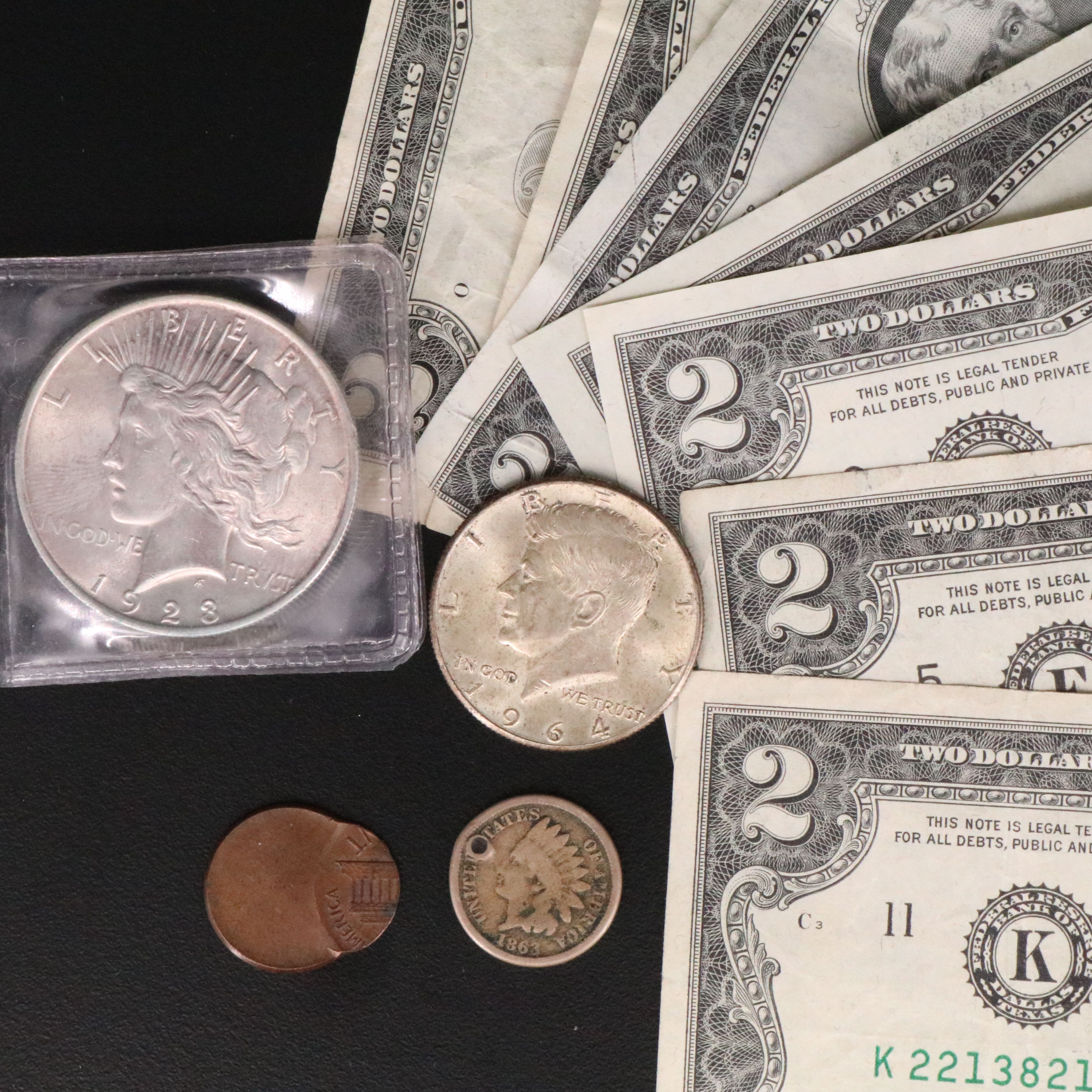 Morgan and Peace Silver Dollars, Vintage U.S. Currency, Error Coin, and More