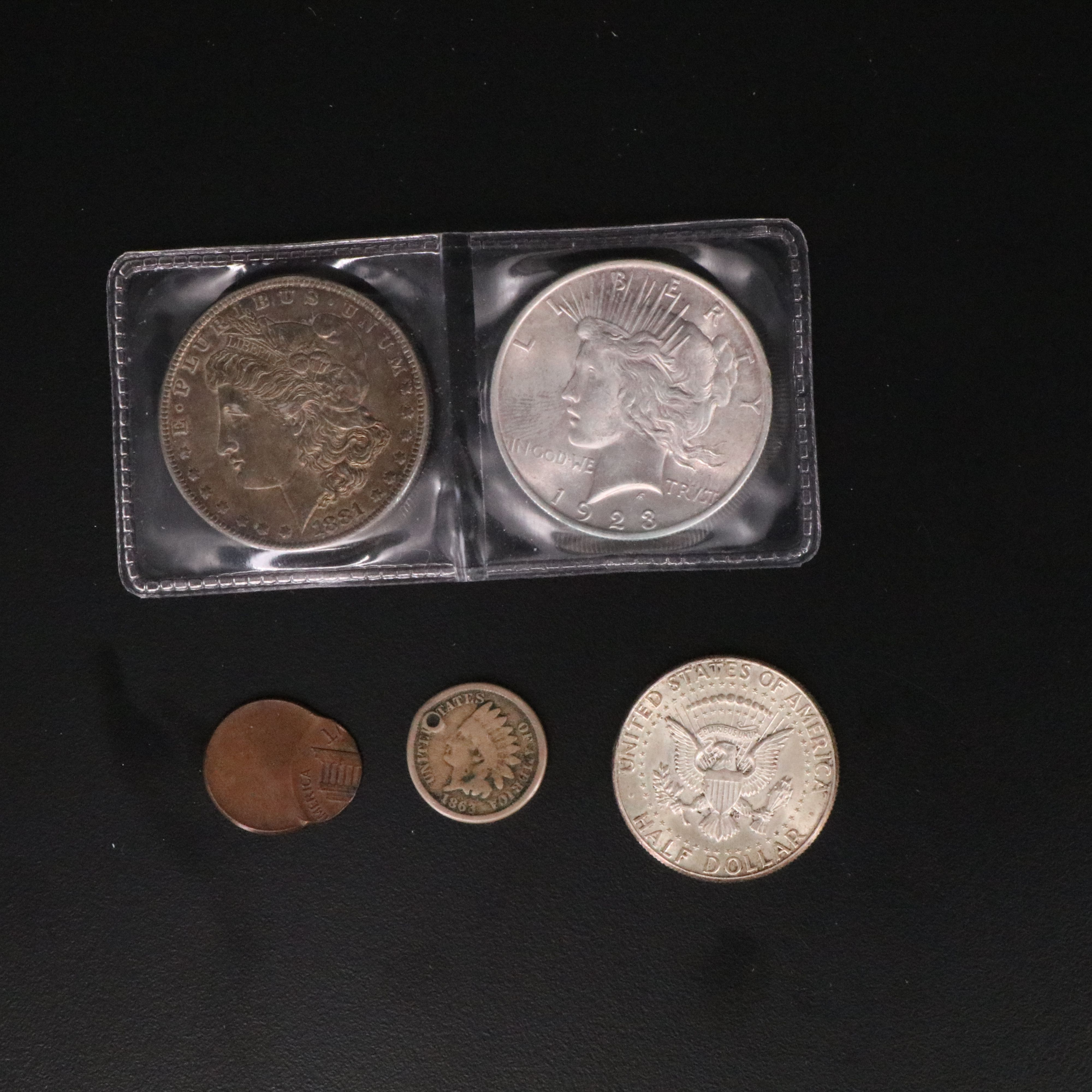 Morgan and Peace Silver Dollars, Vintage U.S. Currency, Error Coin, and More