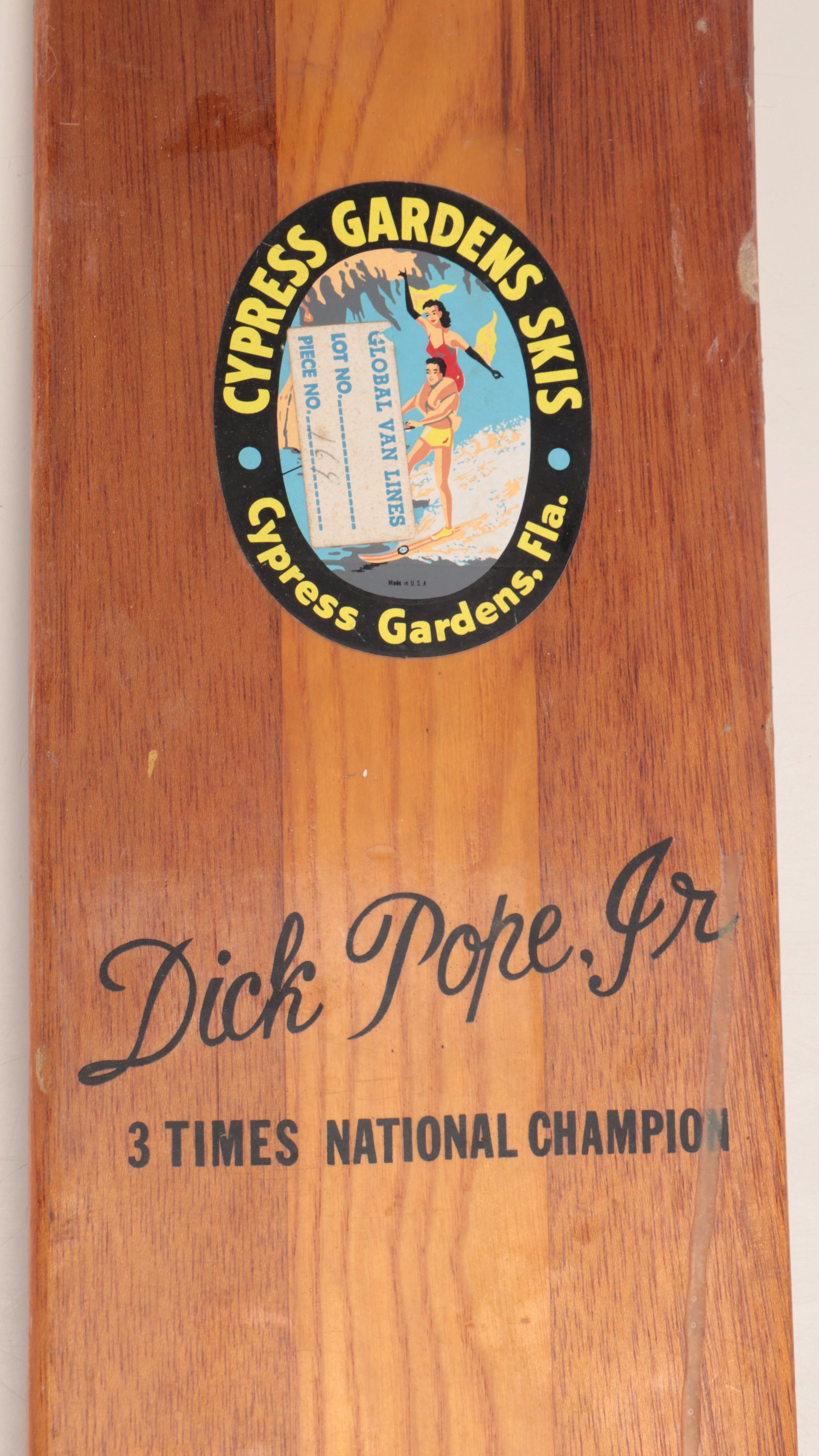 Cypress Gardens Skis Dick Pope Jr. Wooden Water Skis, Mid-20th Century