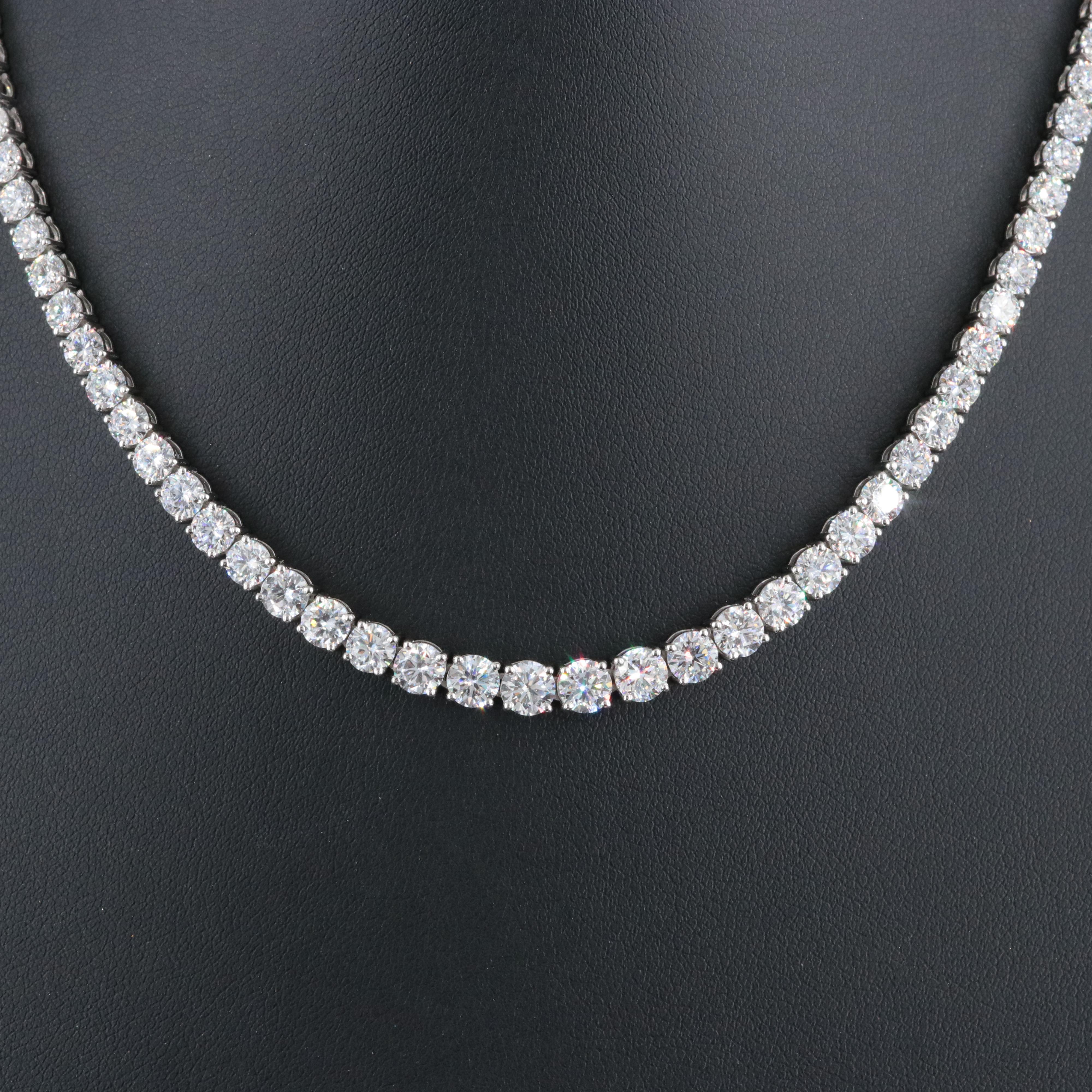 Platinum 16.57 CTW Lab Grown Diamond Riviera Necklace