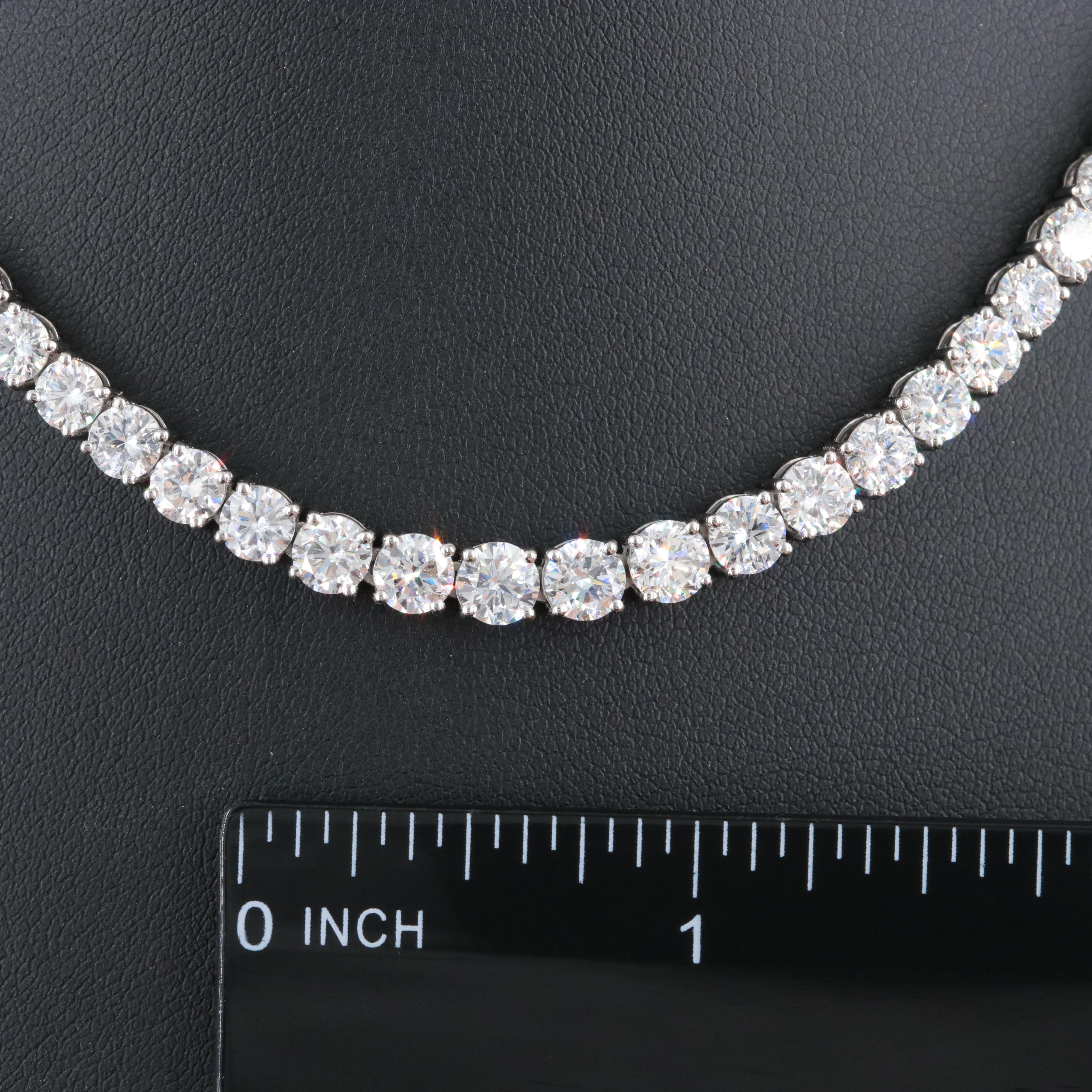 Platinum 16.57 CTW Lab Grown Diamond Riviera Necklace