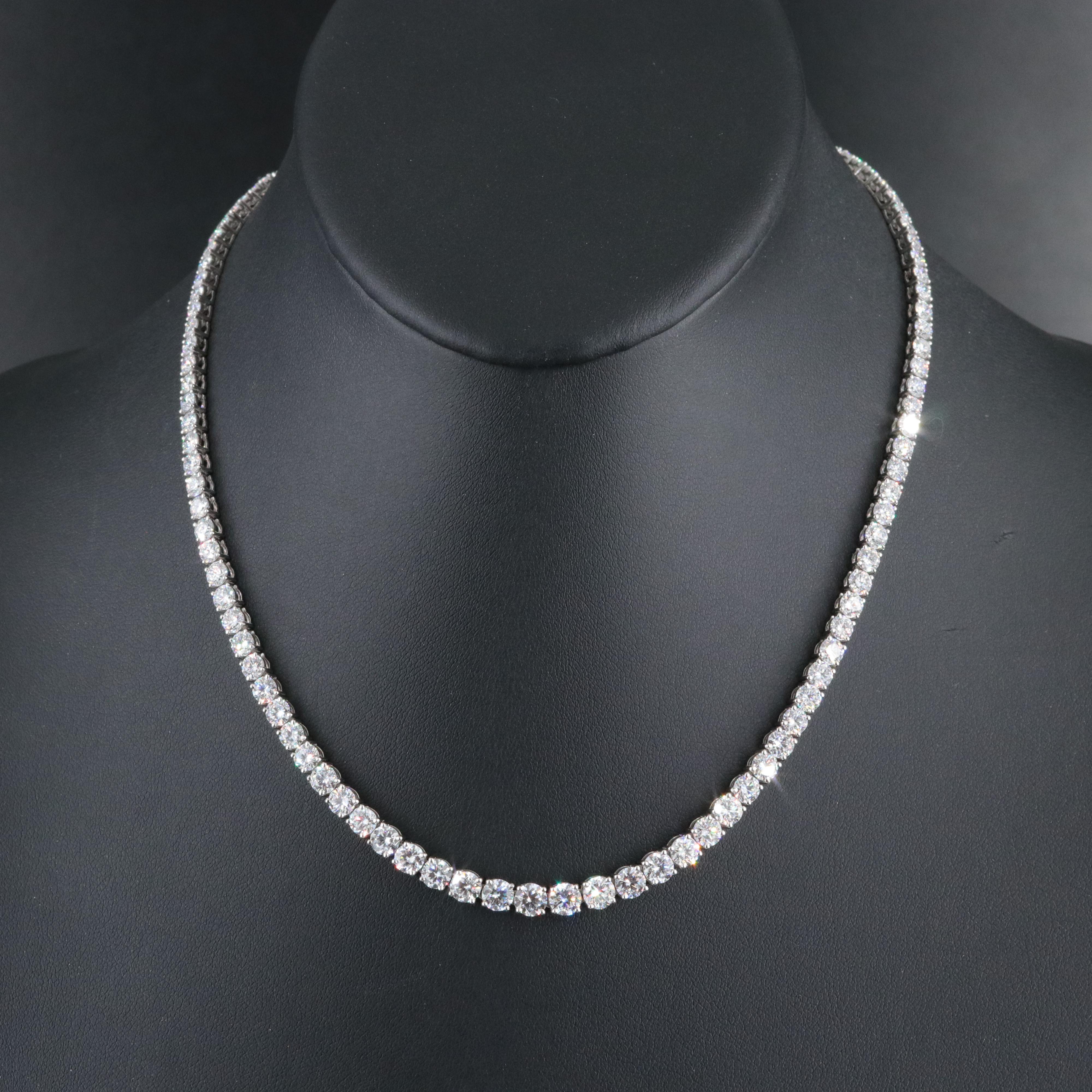 Platinum 16.57 CTW Lab Grown Diamond Riviera Necklace