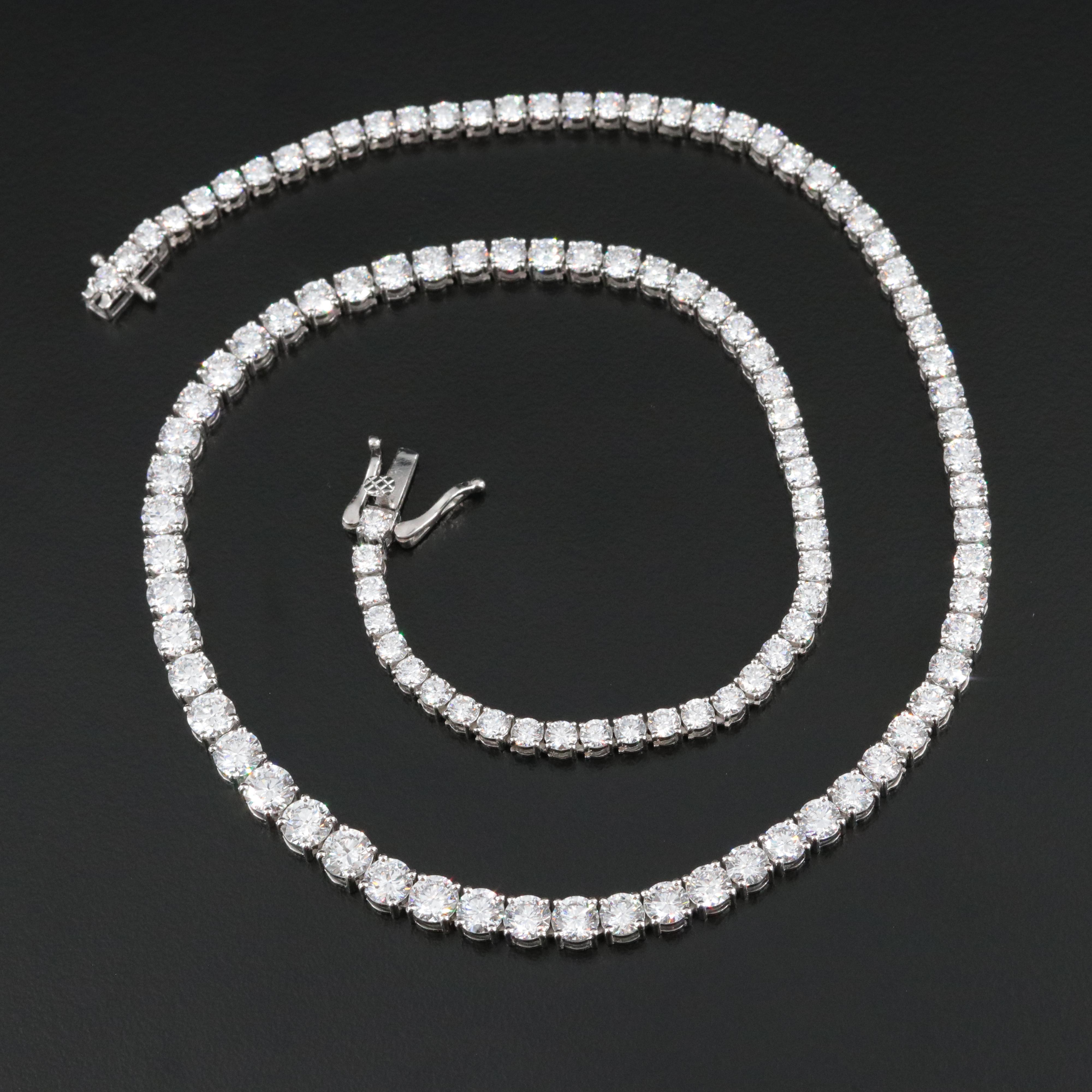 Platinum 16.57 CTW Lab Grown Diamond Riviera Necklace