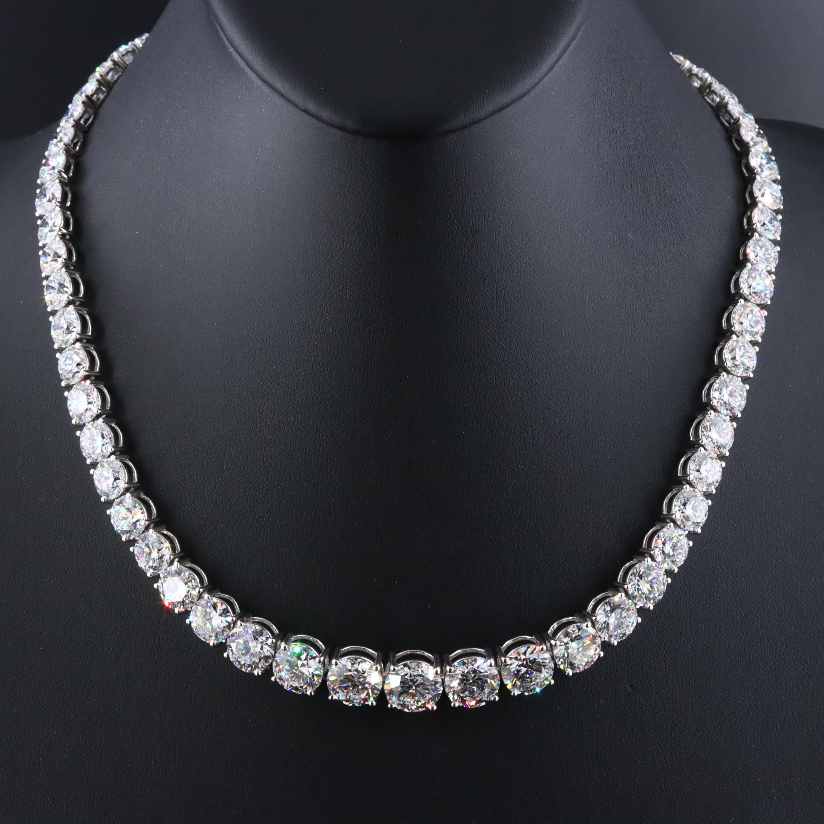 Platinum 94.82 CTW Lab Grown Diamond Riviera Necklace with IGI Reports