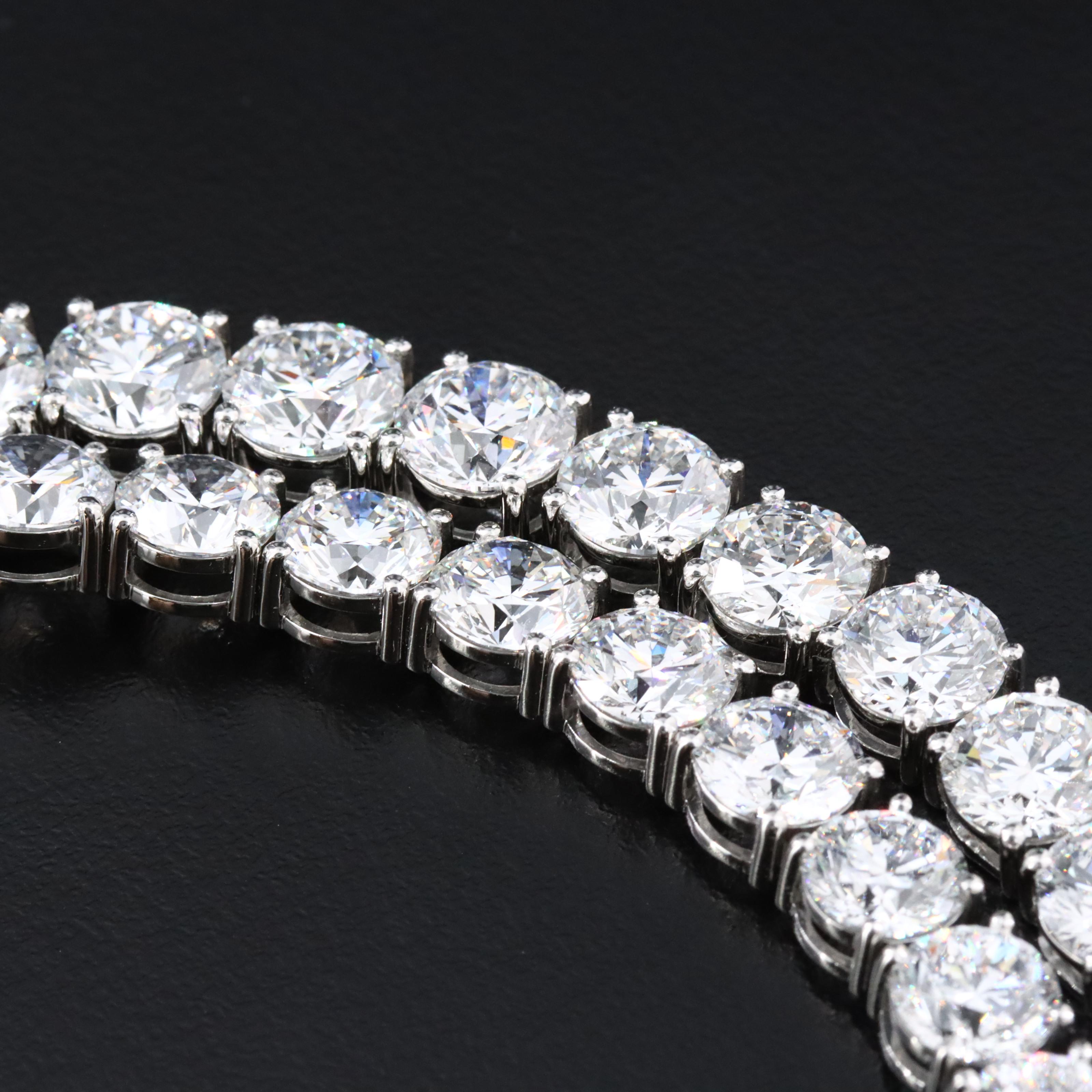 Platinum 94.82 CTW Lab Grown Diamond Riviera Necklace with IGI Reports