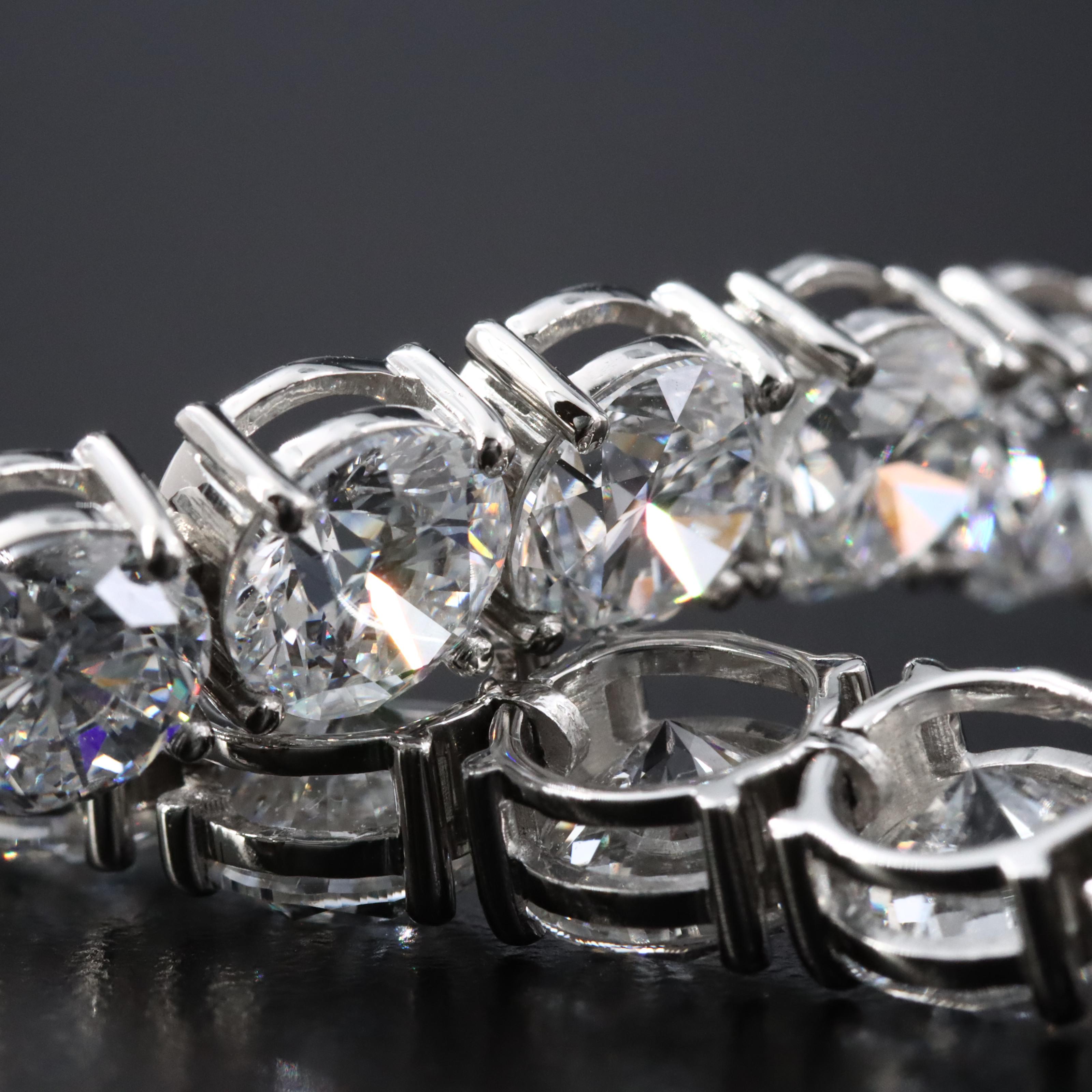 Platinum 94.82 CTW Lab Grown Diamond Riviera Necklace with IGI Reports