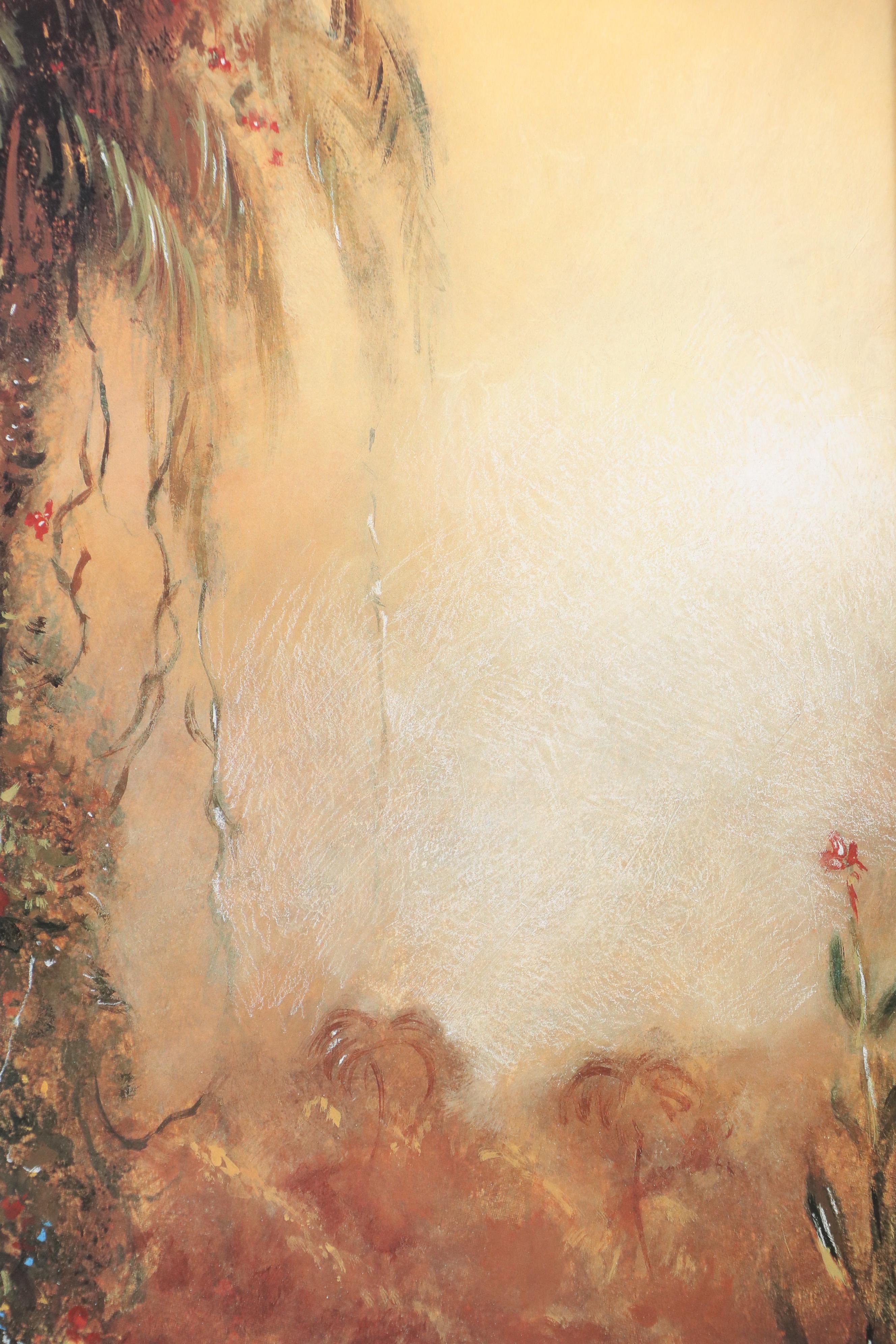 Landscape Offset Lithograph with Flowers and Palm Tree, Late 20th–21st C.