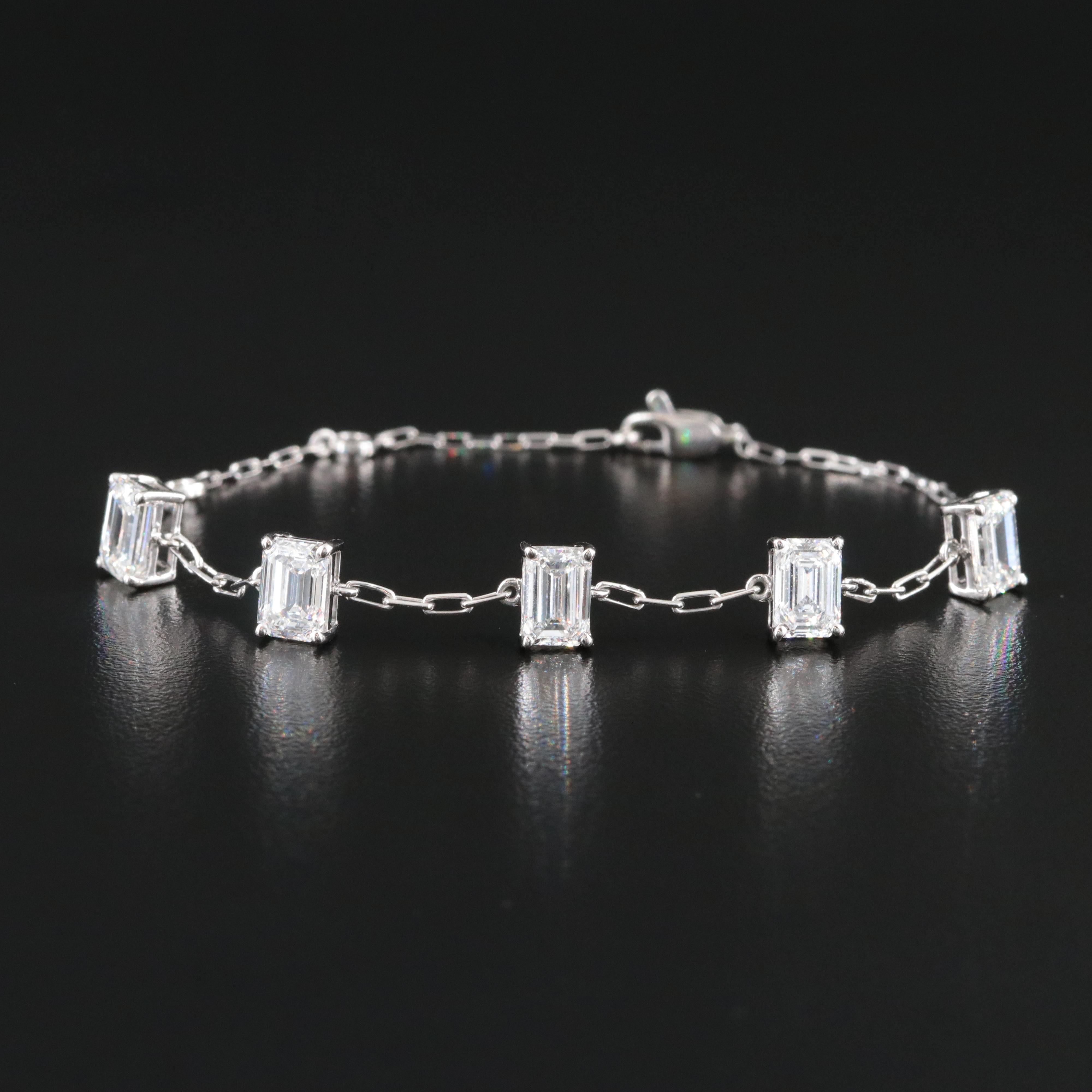Platinum 4.60 CTW Lab Grown Diamond Station Bracelet