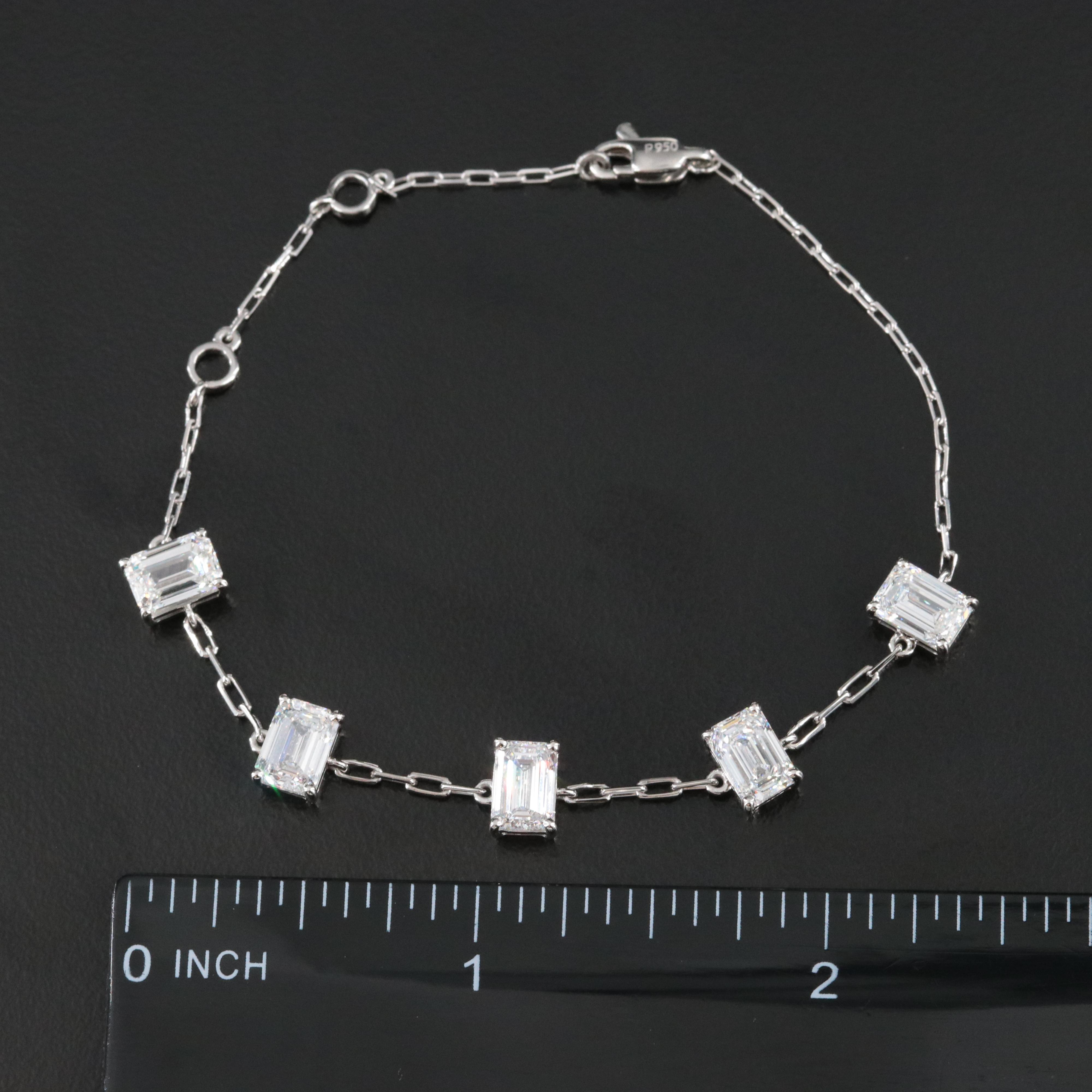 Platinum 4.60 CTW Lab Grown Diamond Station Bracelet