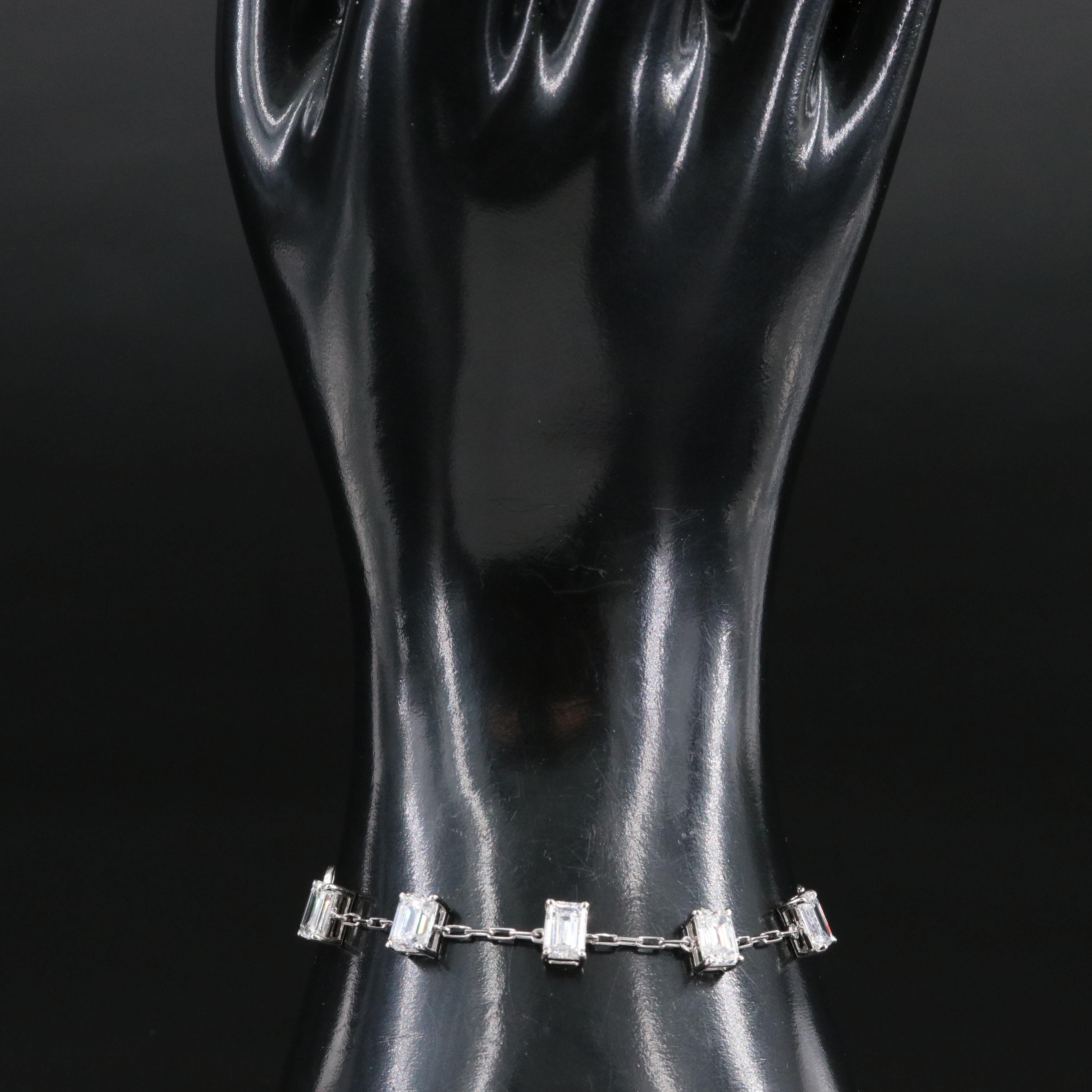 Platinum 4.60 CTW Lab Grown Diamond Station Bracelet