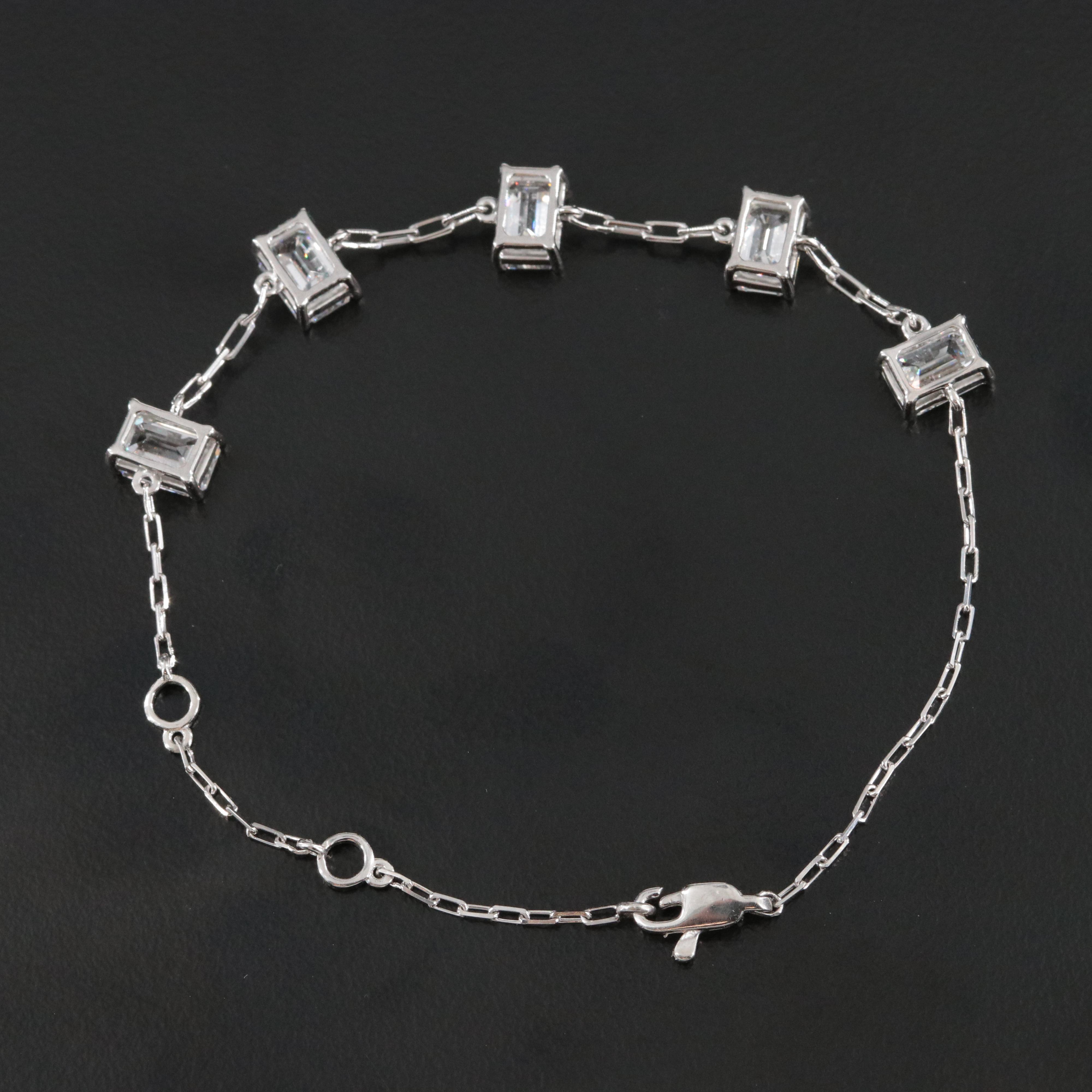 Platinum 4.60 CTW Lab Grown Diamond Station Bracelet