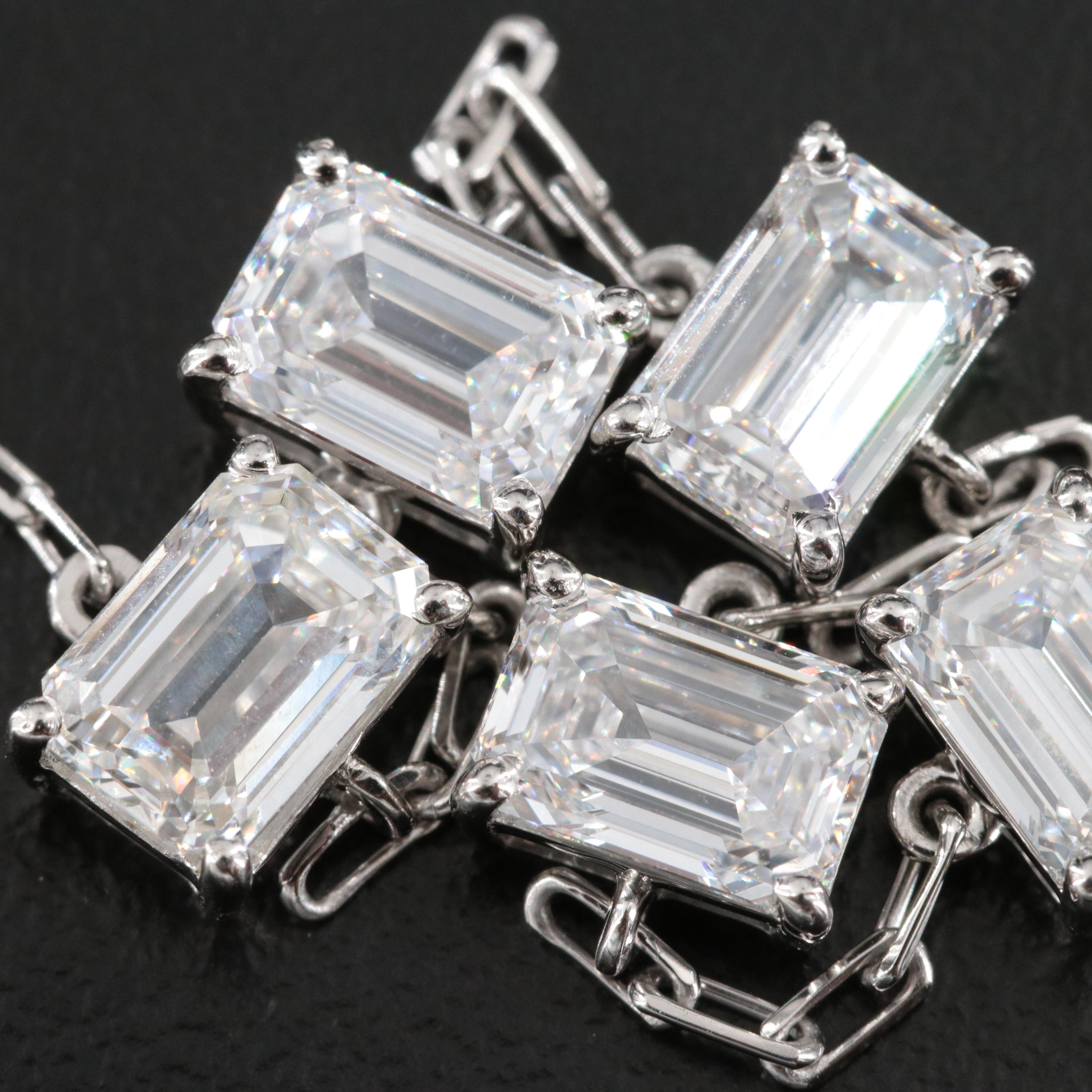 Platinum 4.60 CTW Lab Grown Diamond Station Bracelet