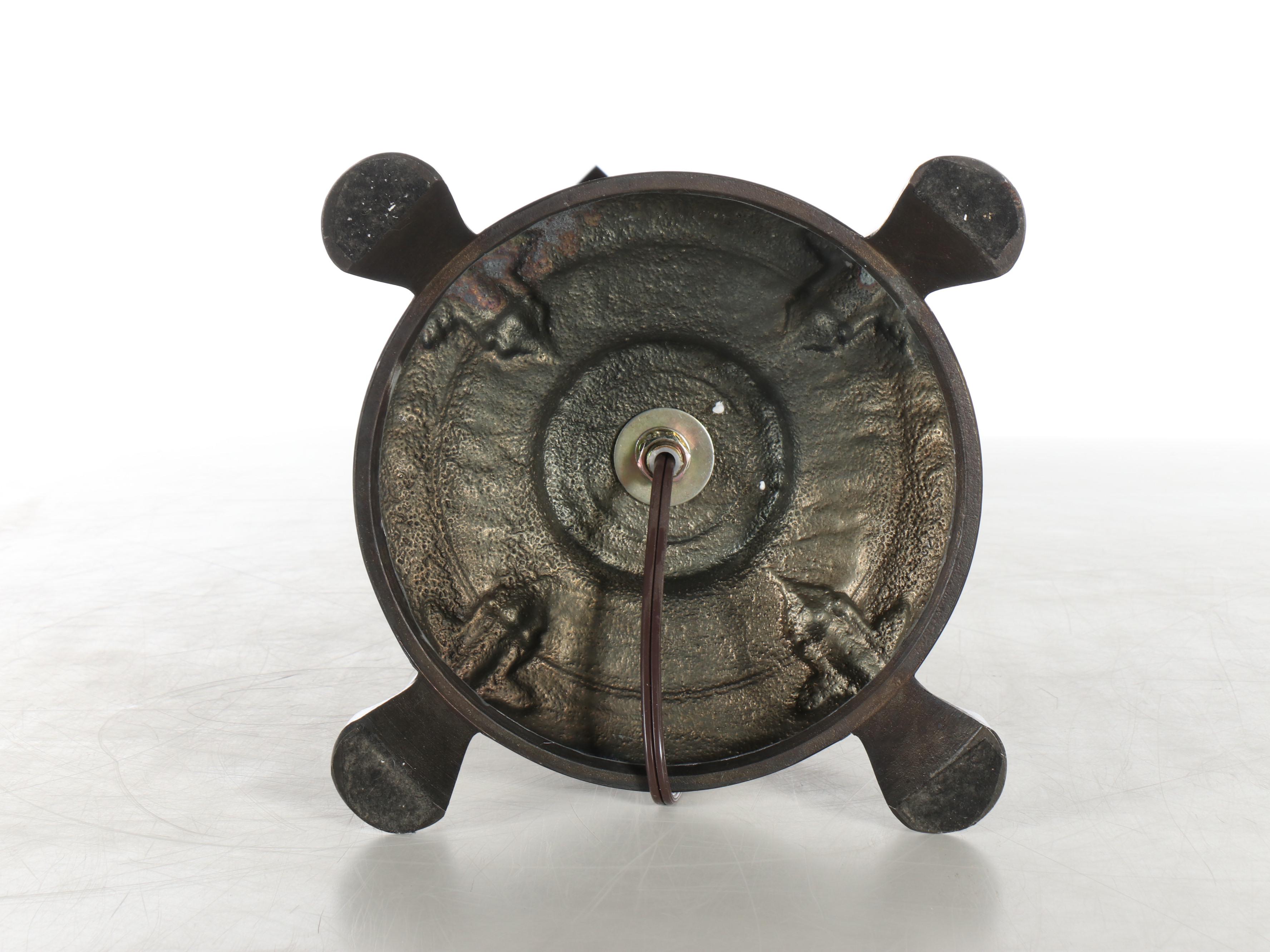 Splendor Dark Pewter Table Lamp with Floral Slag Glass Shade, 21st Century