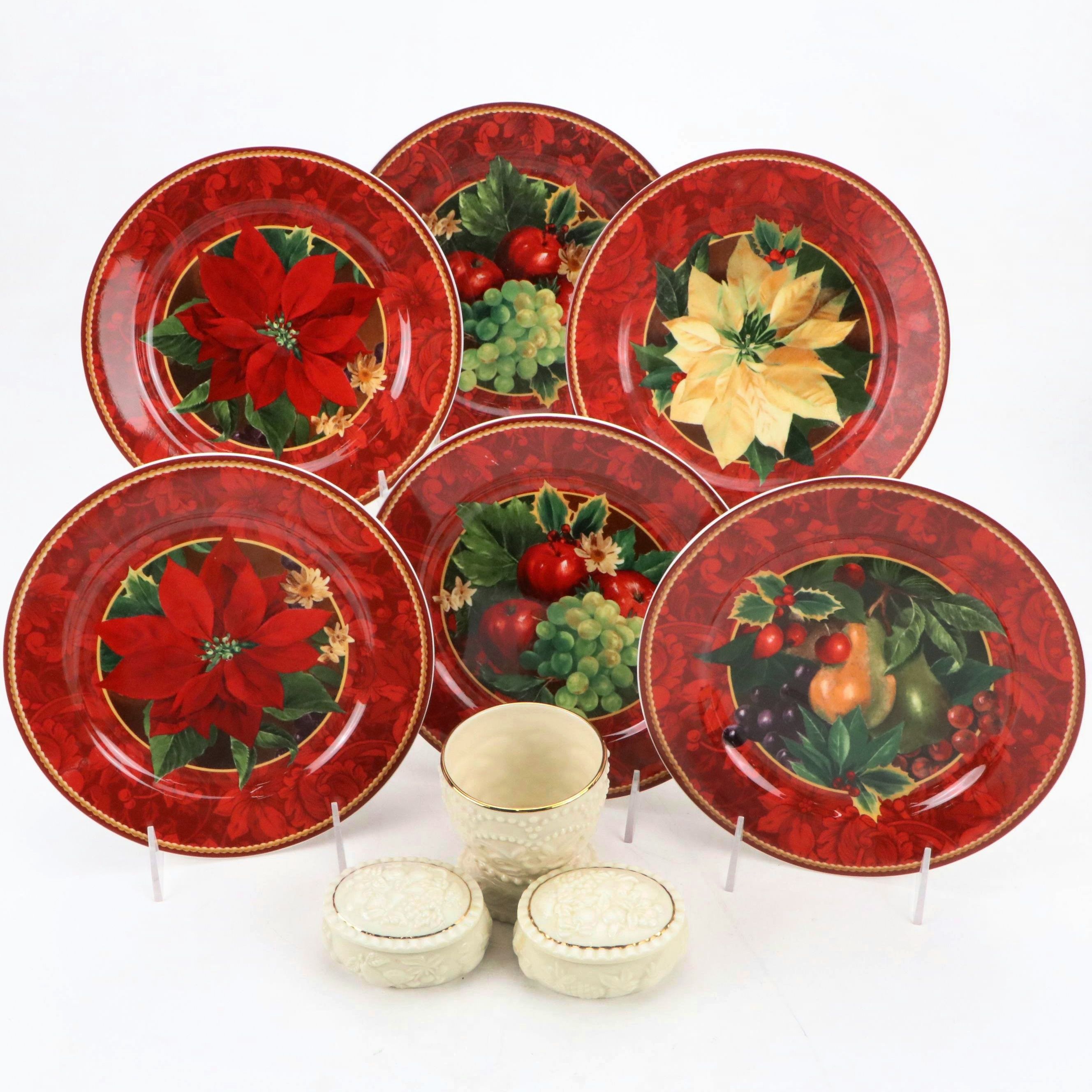 Lenox Decorative Vessels with Sakura "Holiday Abundance" Ceramic Salad Plates