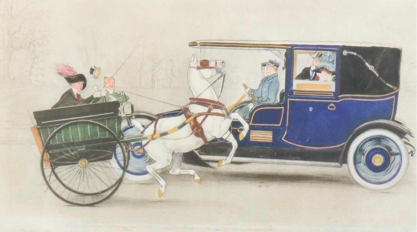 Hand-Colored Photogravure After Jean Matet "En Revenant du Bois," Circa 1912