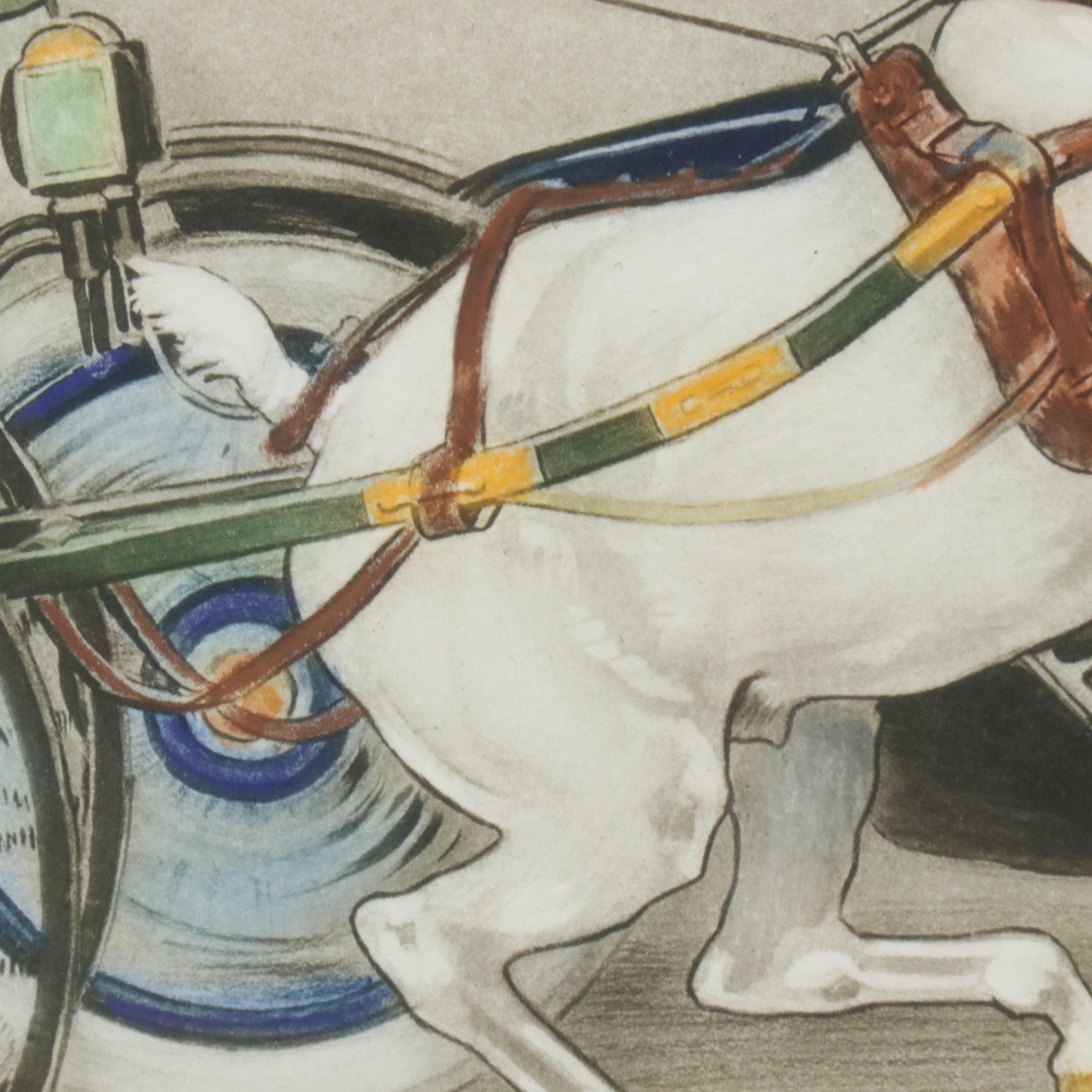 Hand-Colored Photogravure After Jean Matet "En Revenant du Bois," Circa 1912