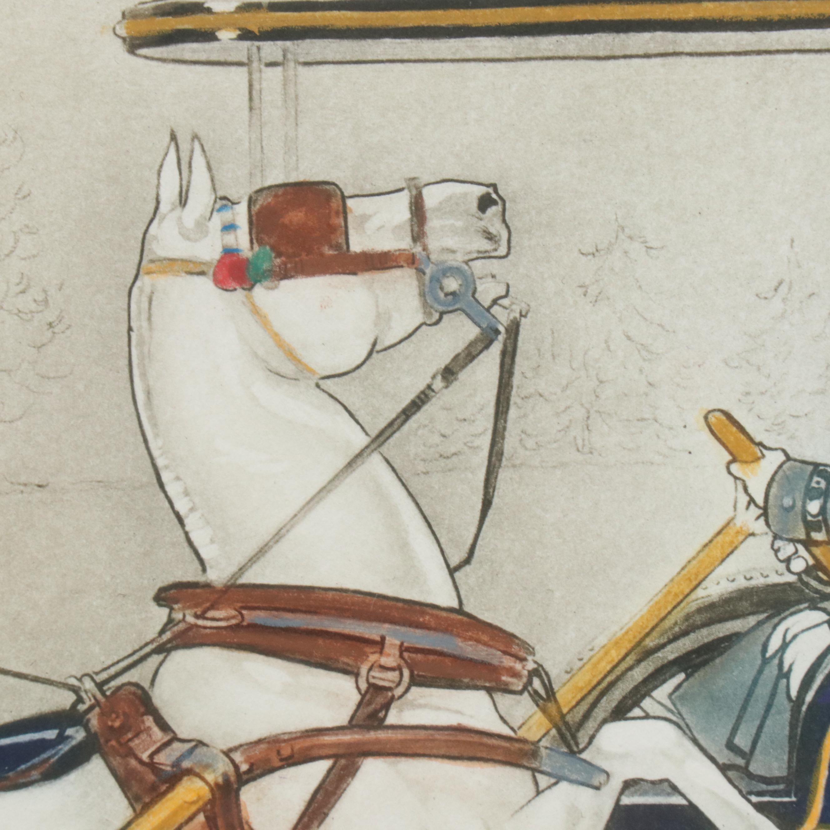 Hand-Colored Photogravure After Jean Matet "En Revenant du Bois," Circa 1912