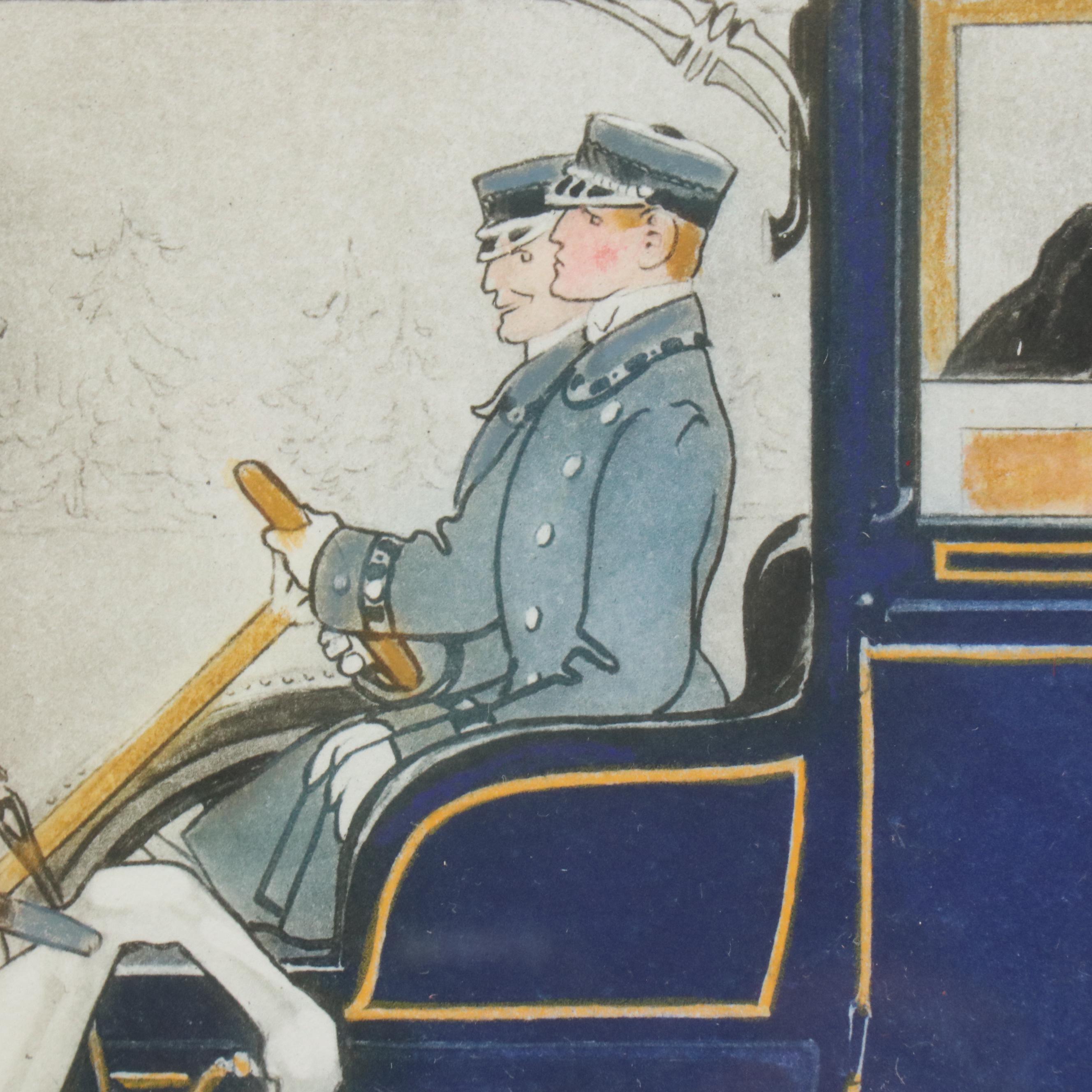 Hand-Colored Photogravure After Jean Matet "En Revenant du Bois," Circa 1912