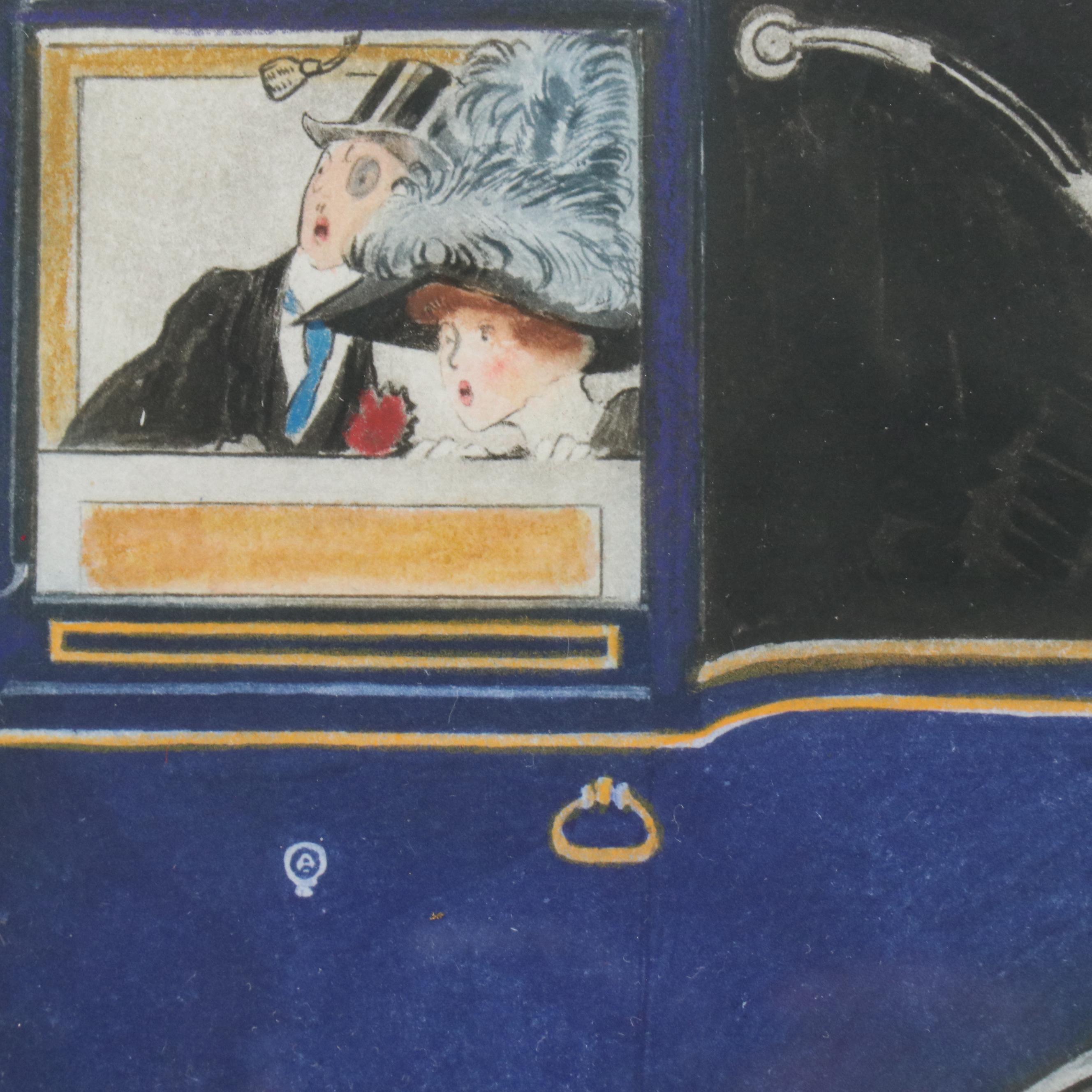 Hand-Colored Photogravure After Jean Matet "En Revenant du Bois," Circa 1912