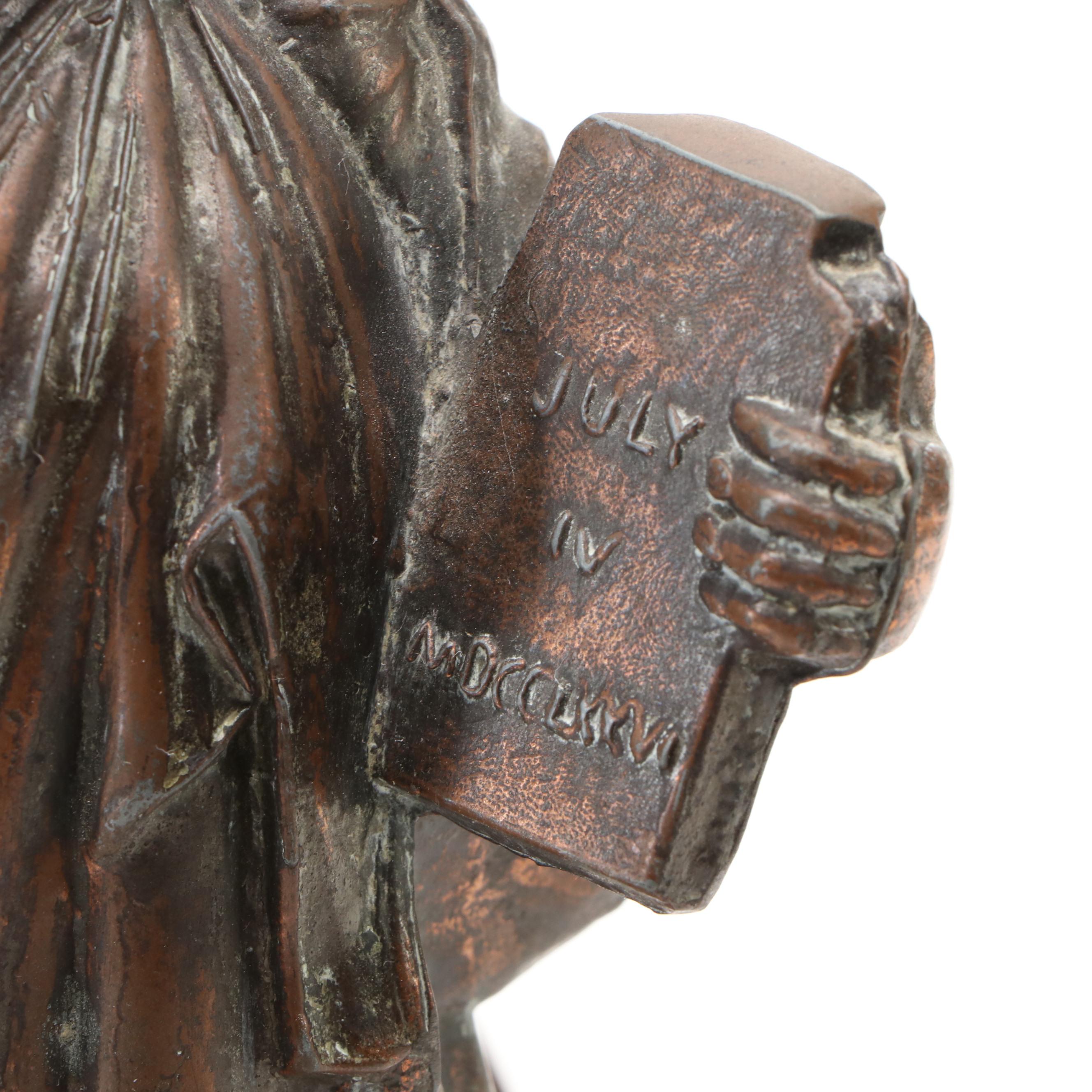 Statue of Liberty Copper on Spelter Souvenir Table Lamp, 20th Century