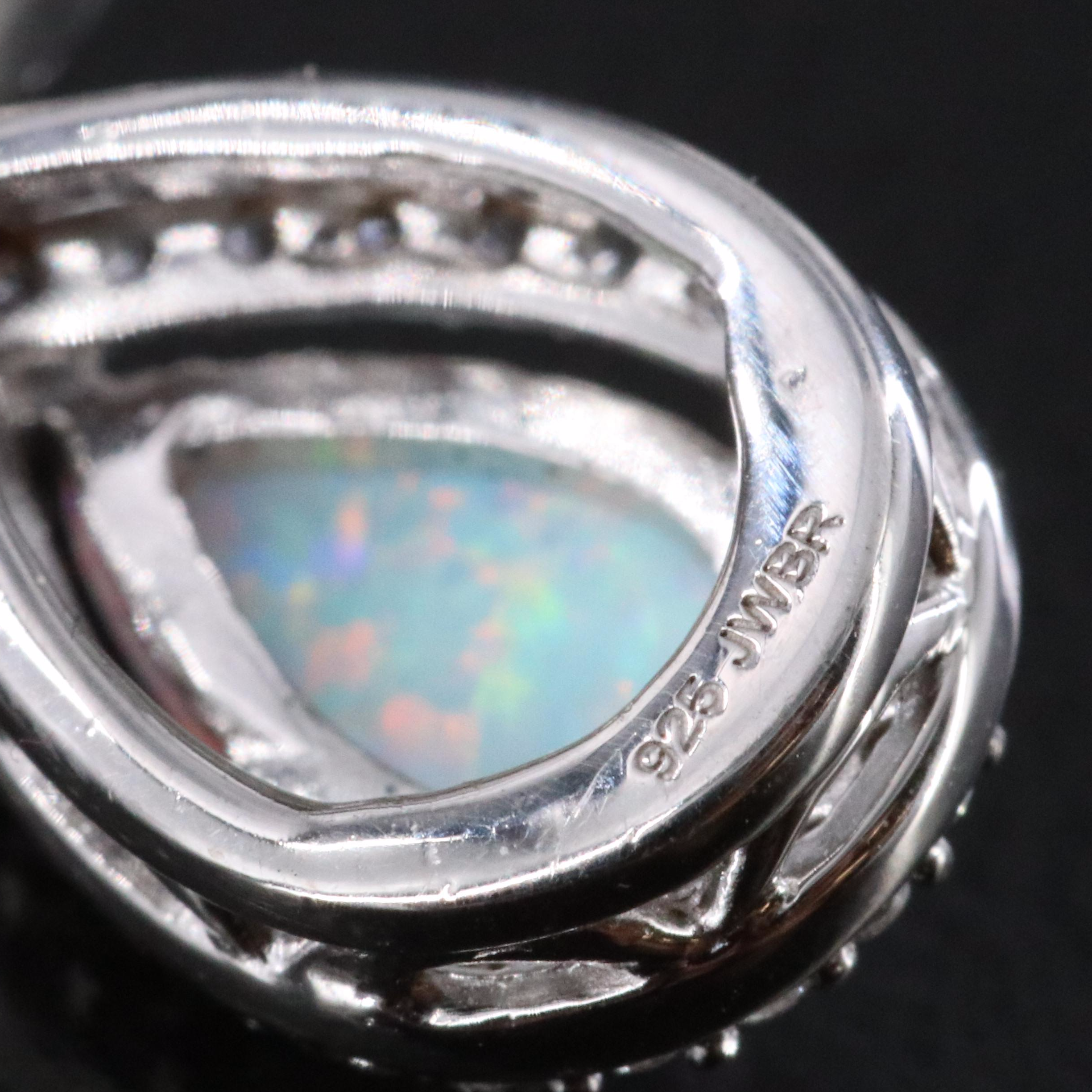 Sterling Opal and Blue Topaz Earrings with White Sapphire Accents