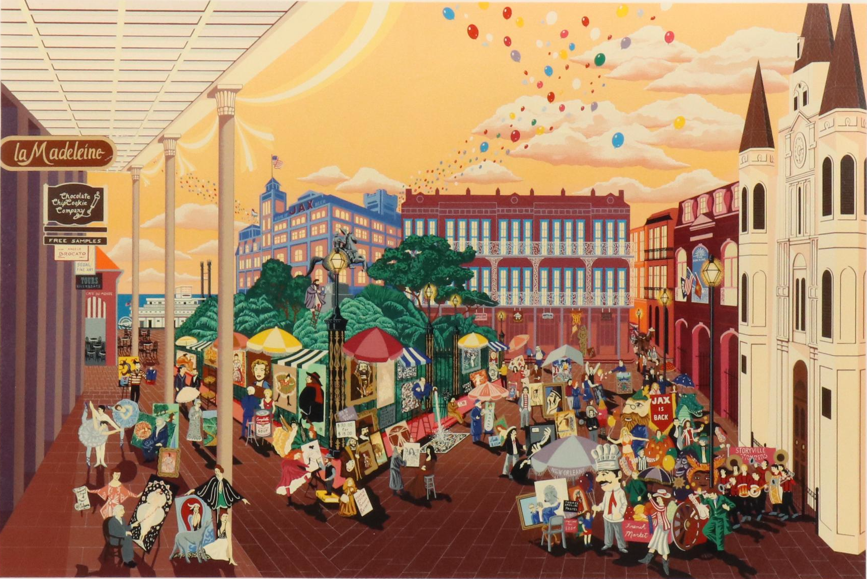 Melanie Taylor Kent Serigraph "Portraits in the Park," 1985