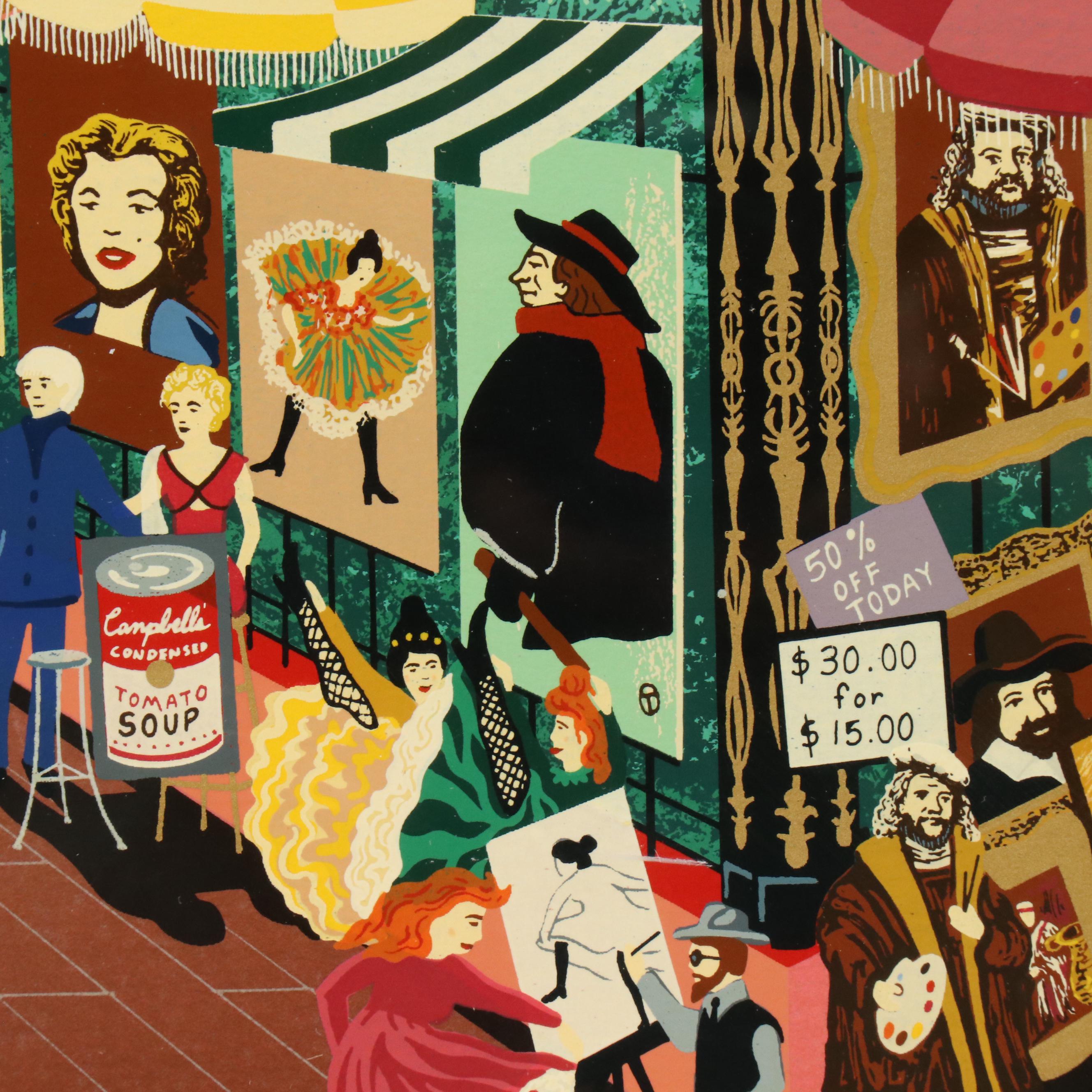 Melanie Taylor Kent Serigraph "Portraits in the Park," 1985