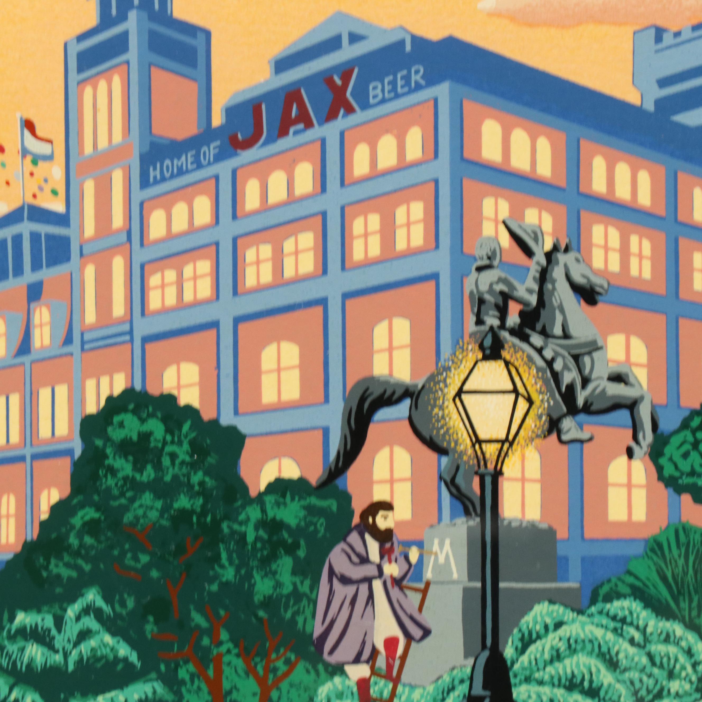 Melanie Taylor Kent Serigraph "Portraits in the Park," 1985