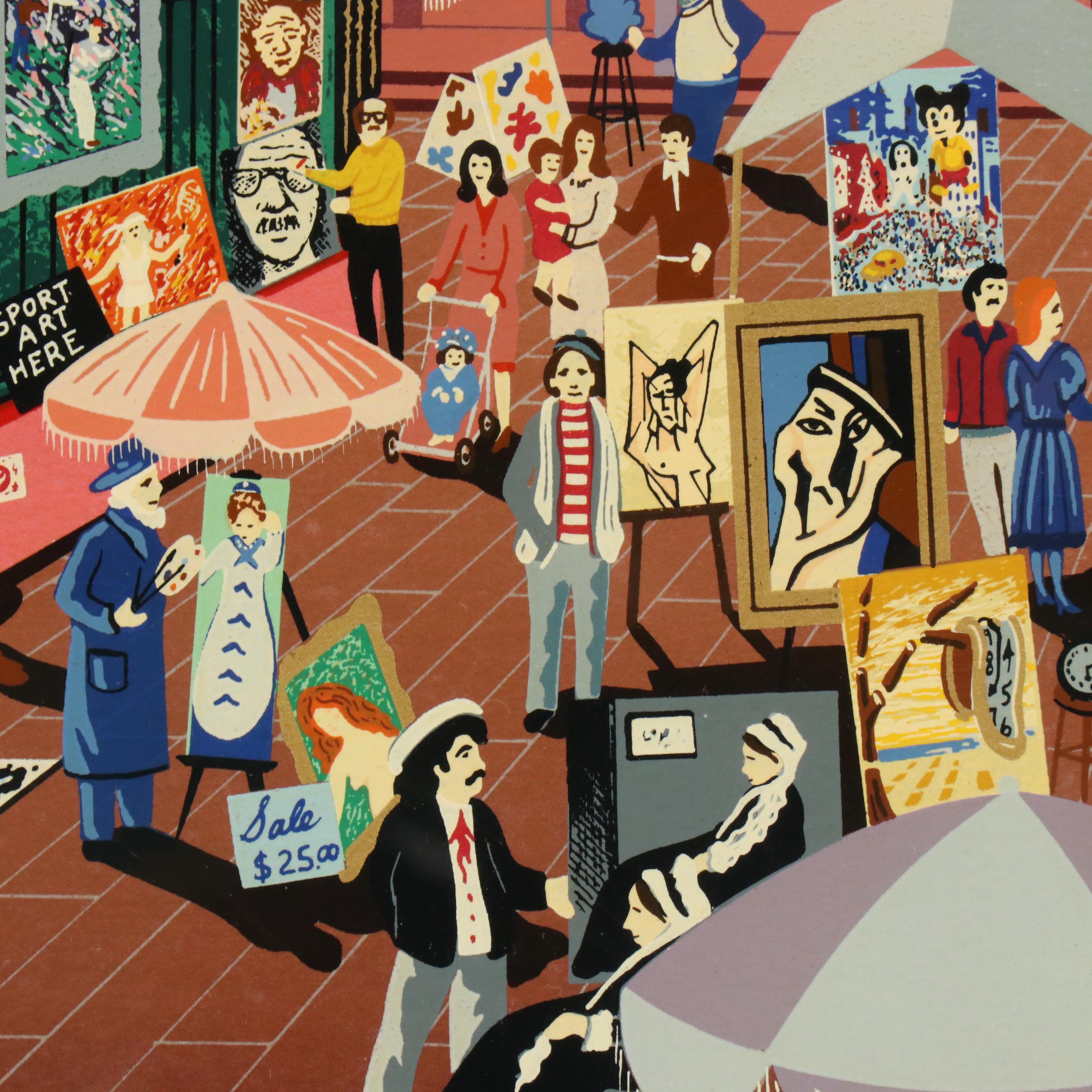 Melanie Taylor Kent Serigraph "Portraits in the Park," 1985